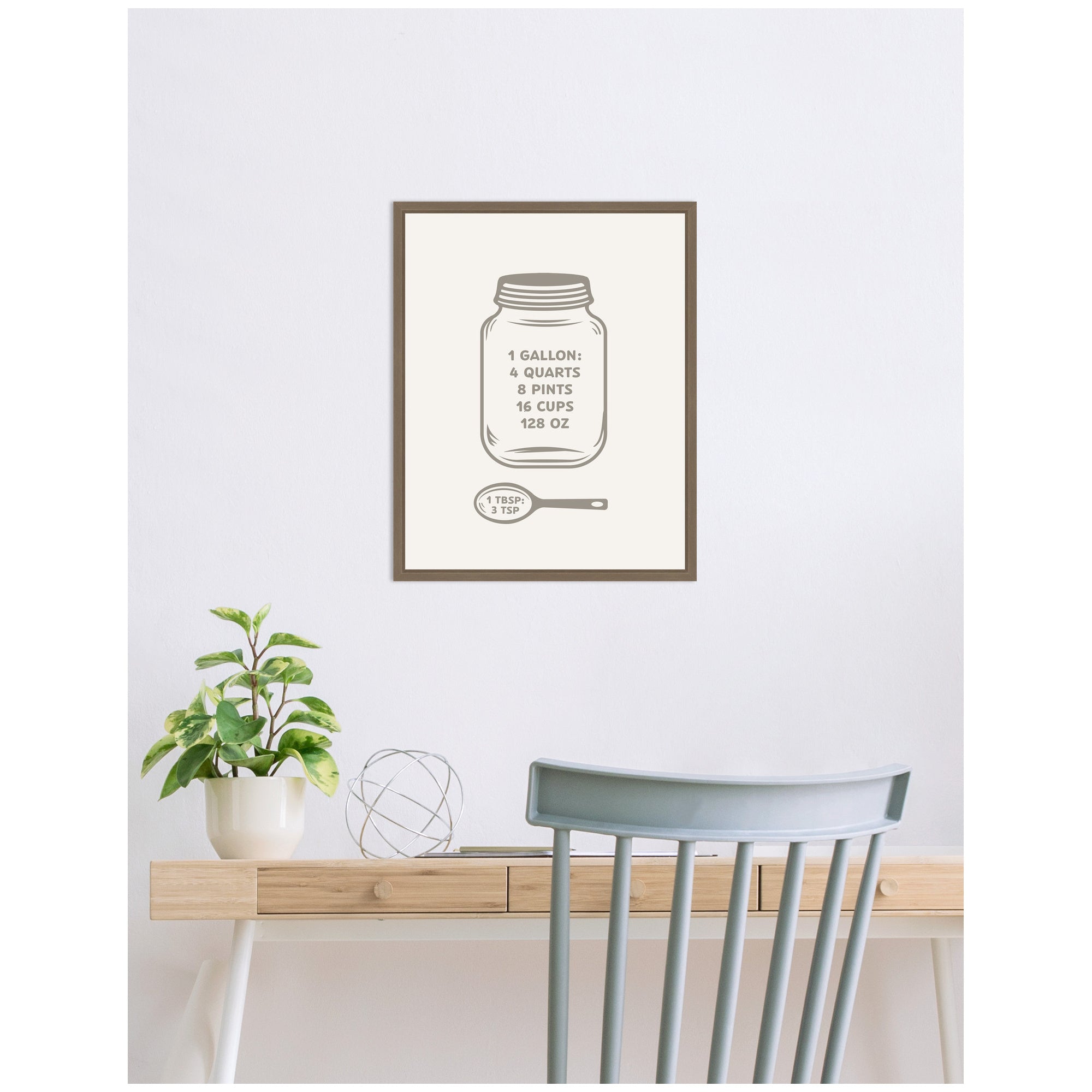 Kitchen Conversion Charts Gallon Tbsp by The Creative Bunch Studio Framed Canvas Wall Art Print
