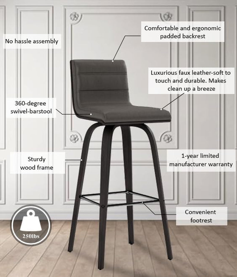 Vienna 30 Inch Bar Height Bar Stool Grey And Black