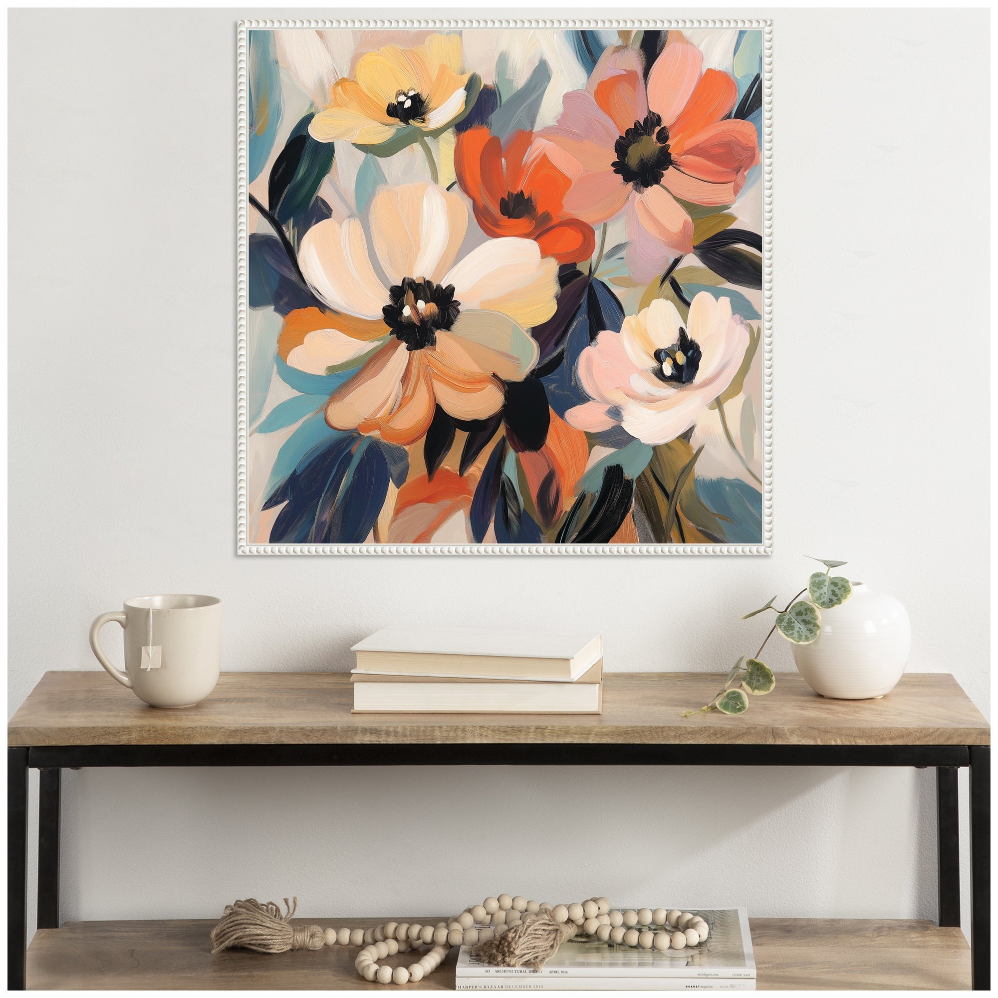 Sylvie Garden Bloom Abstract Bouquet III Framed Canvas by The Creative Bunch Studio