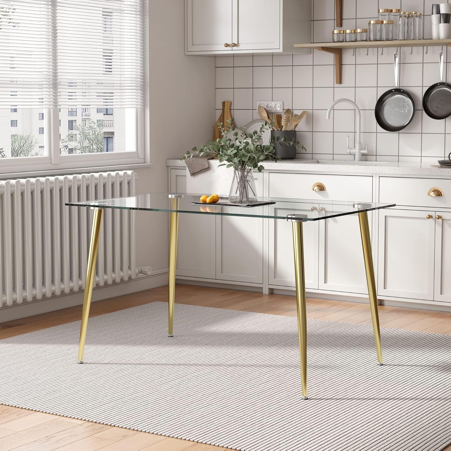 Glass Dining Table For 4 51 Inch Tempered Glass Gold Legs