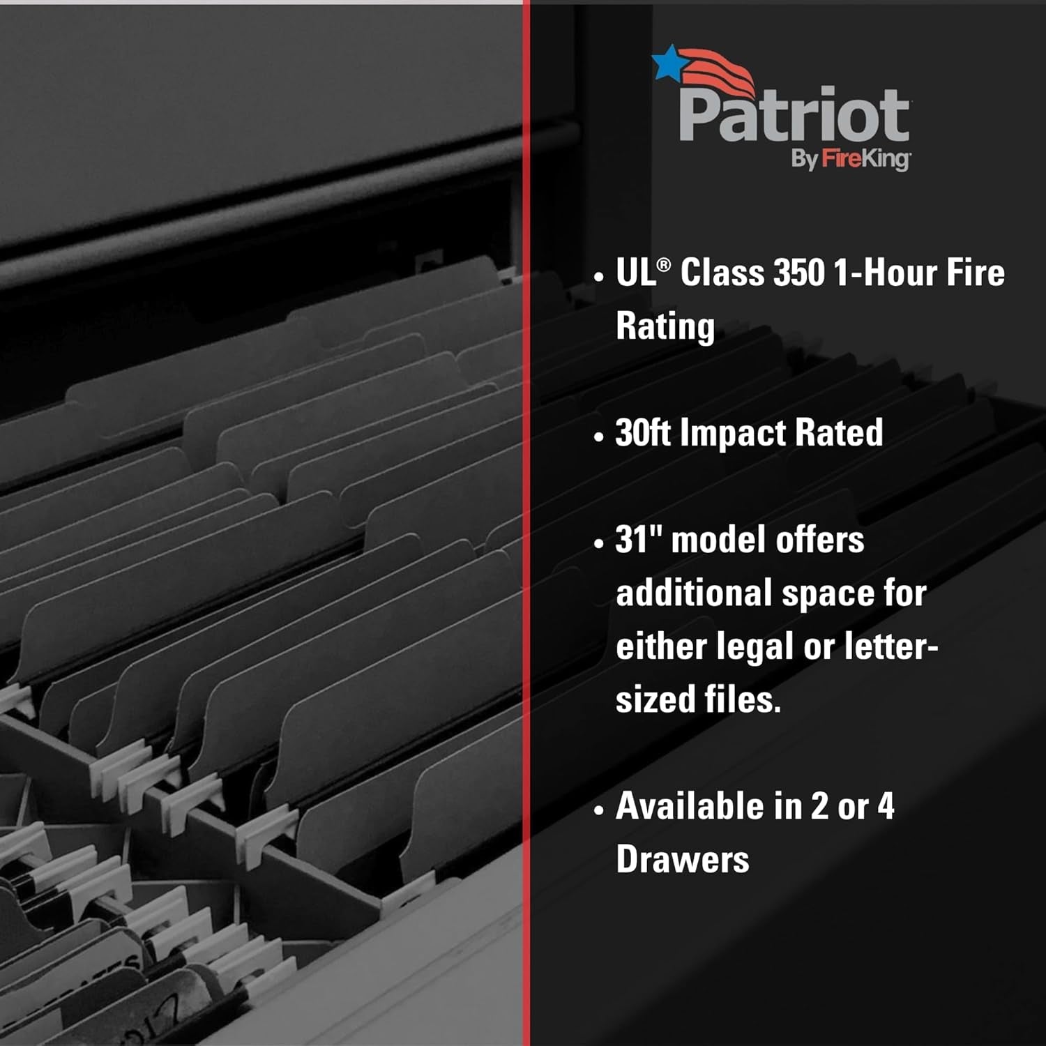 Patriot Vertical 4 Drawer Fire Rated File Cabinet USA Made