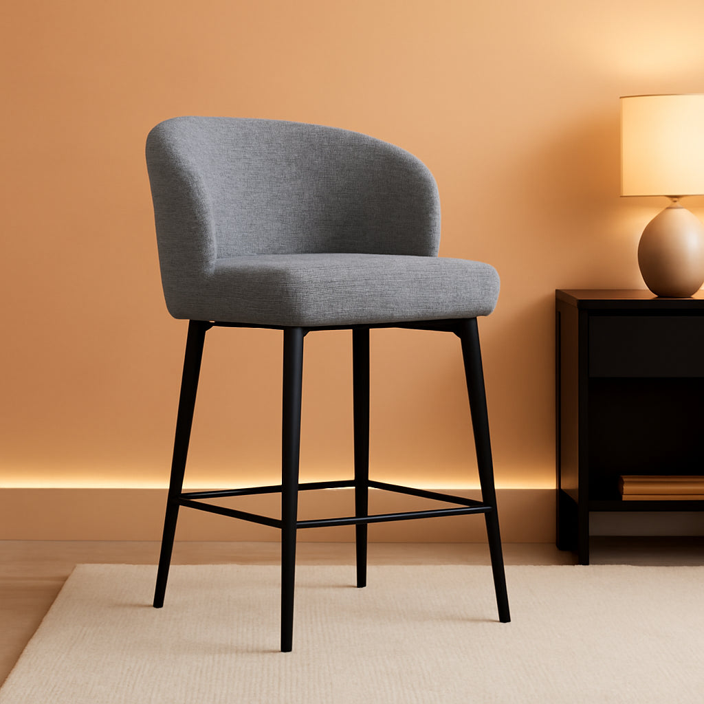 Set Of 3 Counter Height Bar Stools 360 Degree Swivel Grey