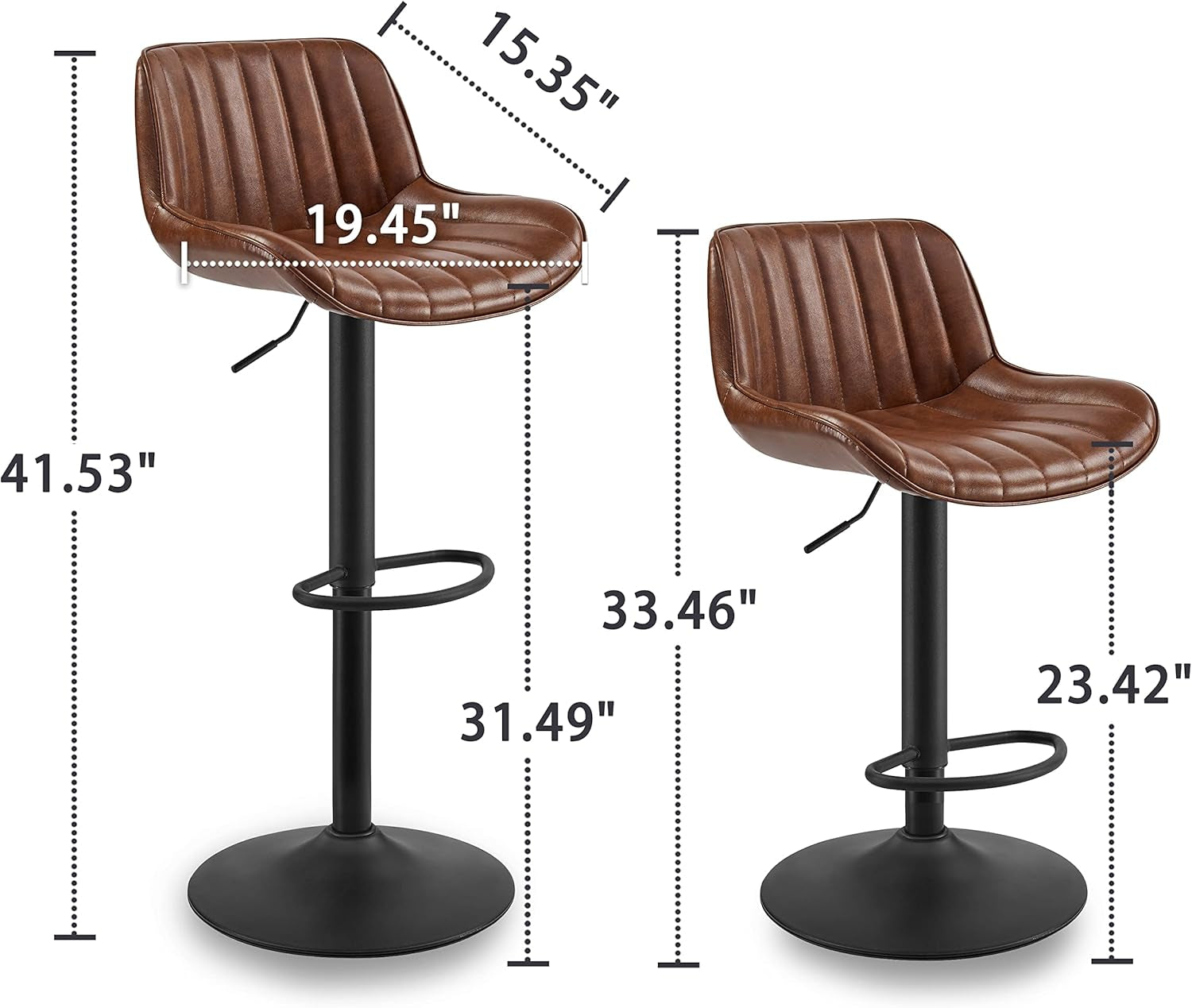 Mid Century Modern Adjustable Height Swivel Bar Stools