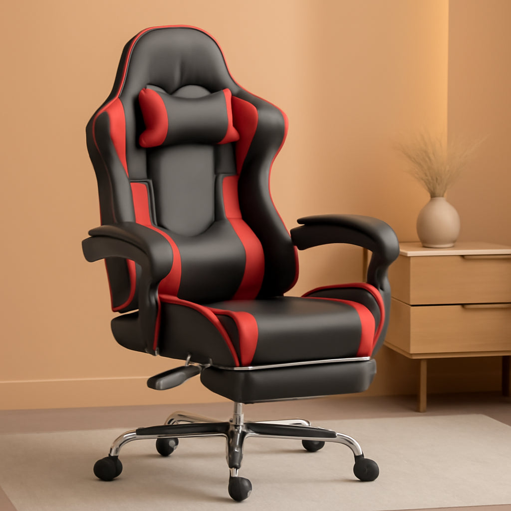 Ergonomic Gaming Desk Chair With Footrest And Headrest