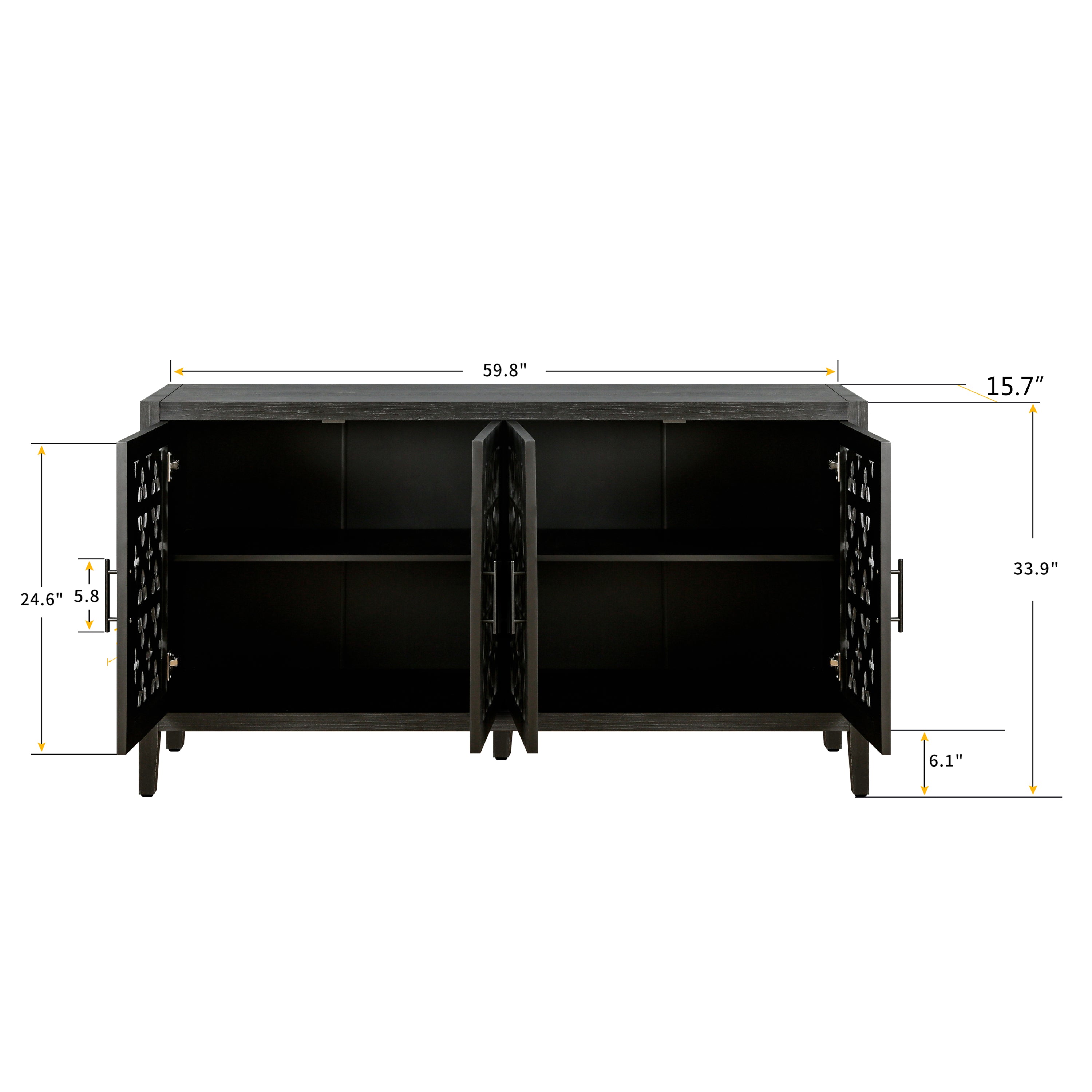 Hollow Four Door Antique Cabinet, American Country Style