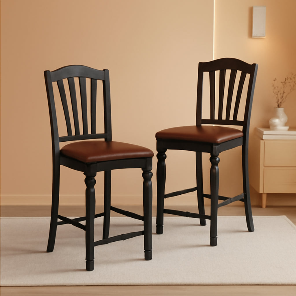 Chelsea Counter Dining Chairs Set Of 2 Black Faux Leather