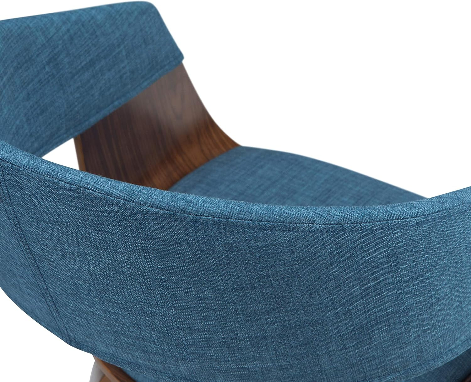 Blue Linen Bentwood Mid-Century Modern Dining Chair-3