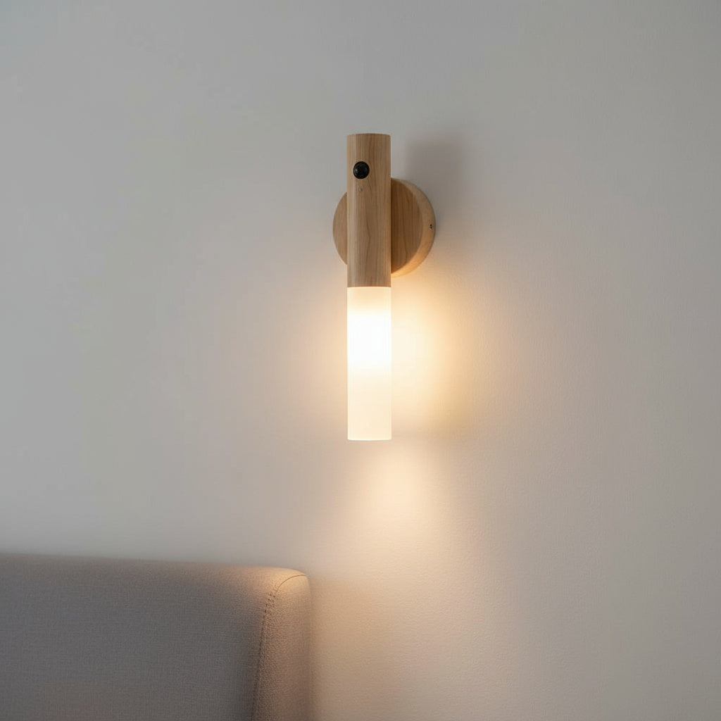 Rechargeable Wooden Wall Sconce with Motion Sensor | Cordless LED Night Light