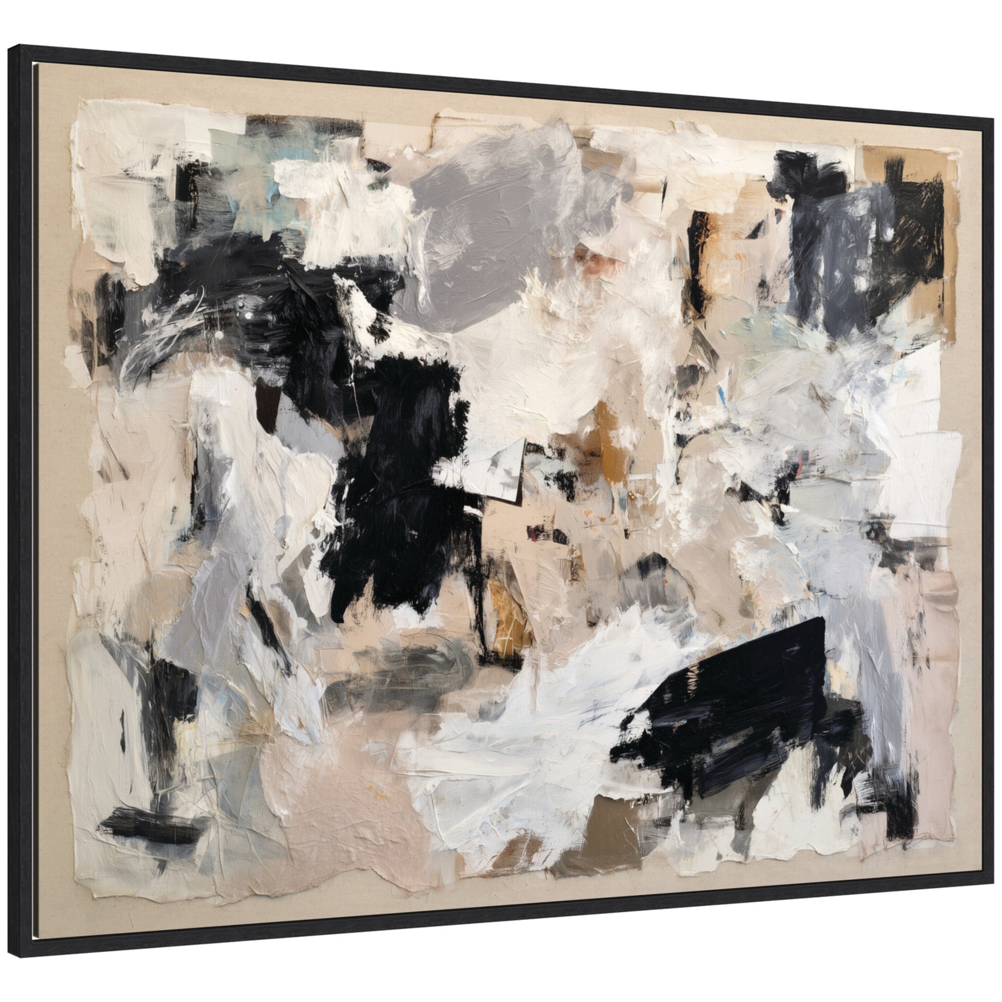 Expressive Tonal Neutral Abstract by The Creative Bunch Studio Framed Canvas Wall Art Print