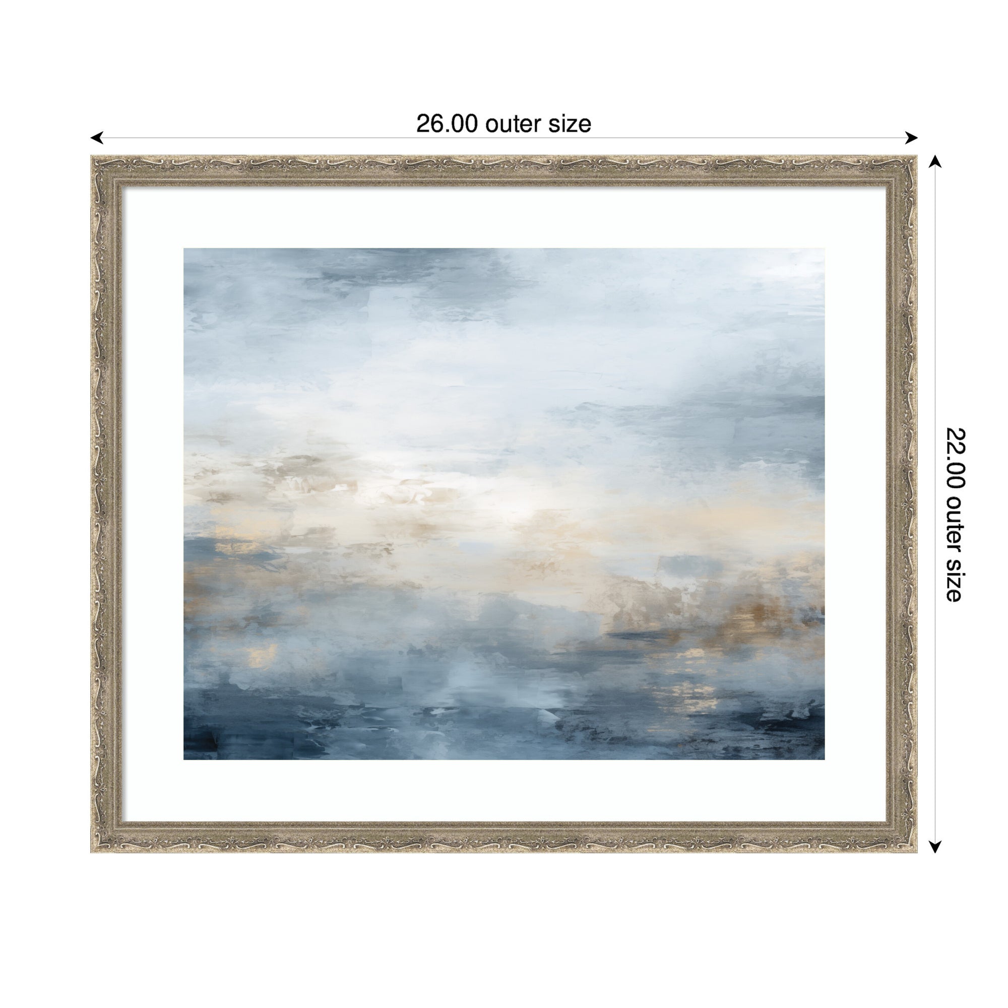 Framed Art Tonal Abstract Oceanic Nautical Serenity Blue Horizontal by The Creative Bunch Studio