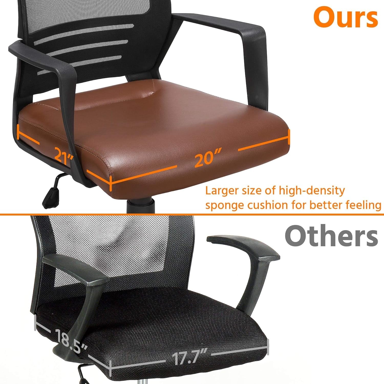 Ergonomic Leather Mesh Office Chair Lumbar Support Brown