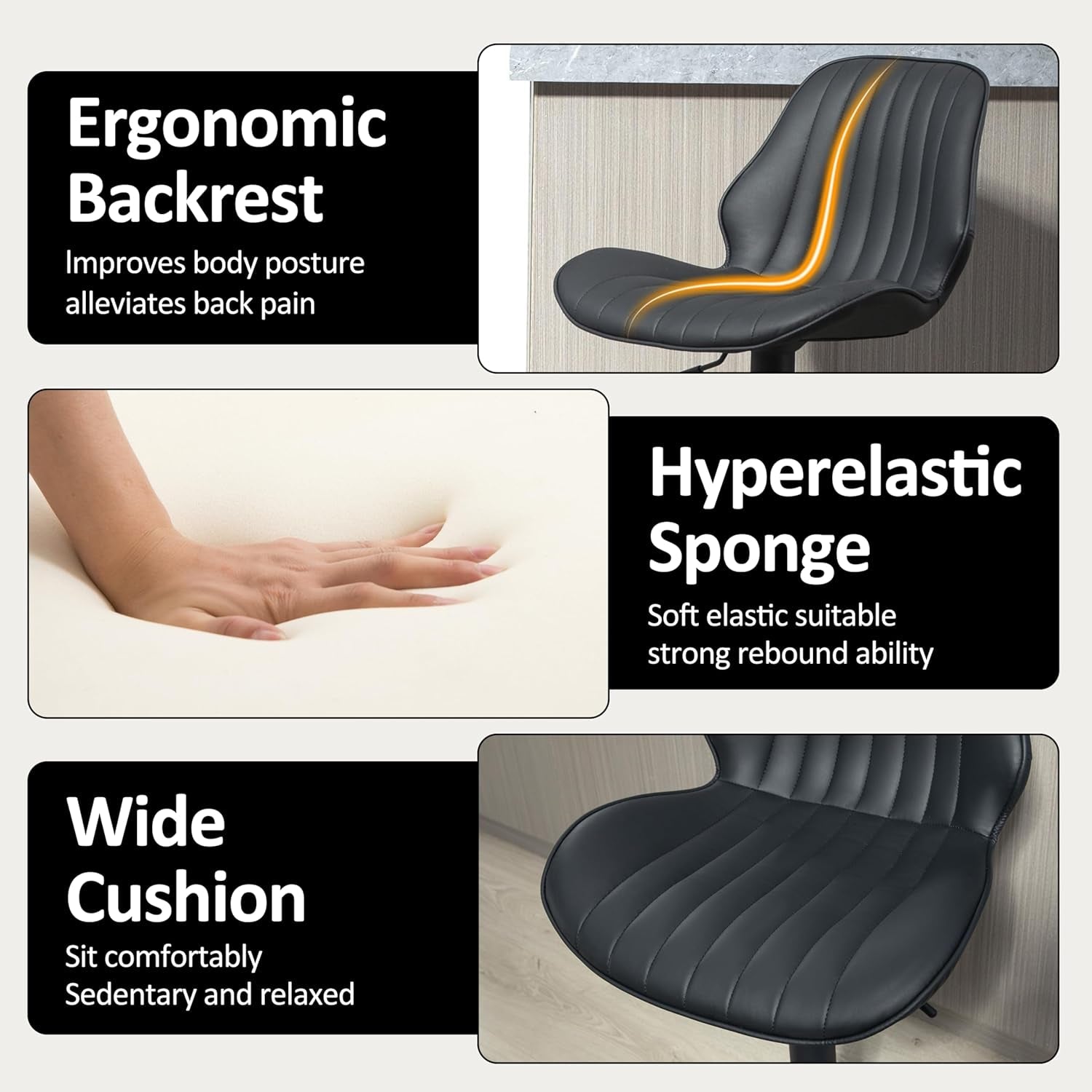 Modern 360 Degree Swivel Faux Leather Bar Stools