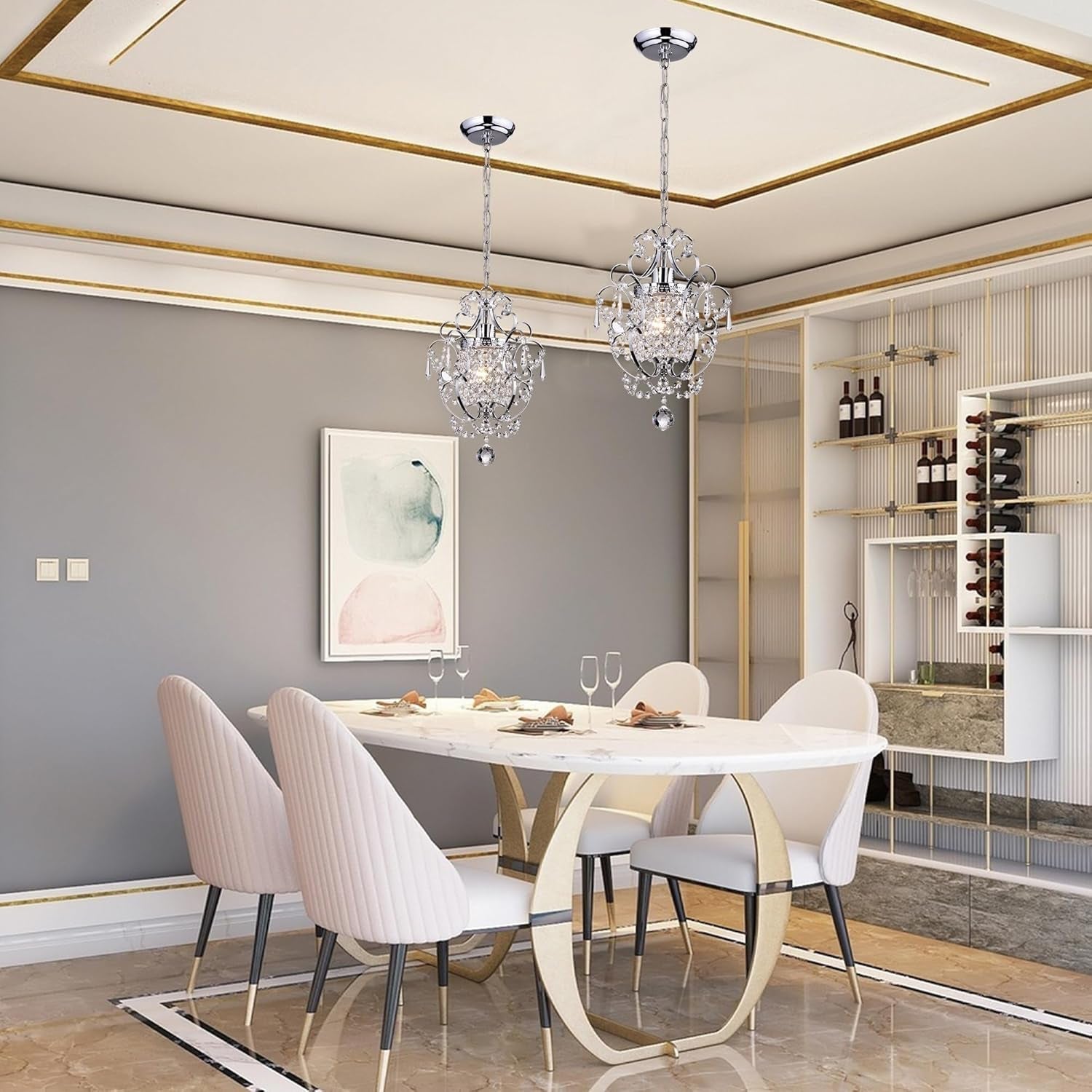 Amorette Chrome Crystal Chandelier 1 Light Fixture