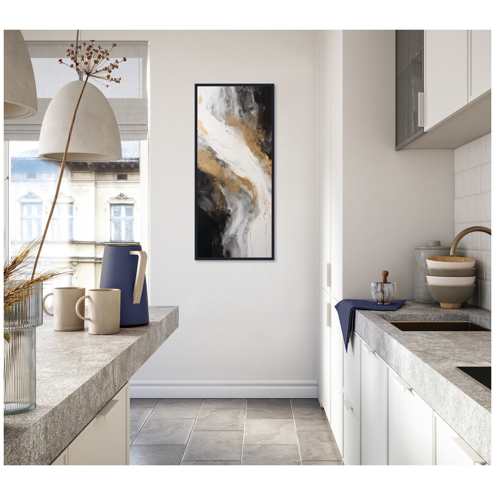 Luxe Drift Modern Elegant Abstract by The Creative Bunch Studio Framed Canvas Wall Art Print