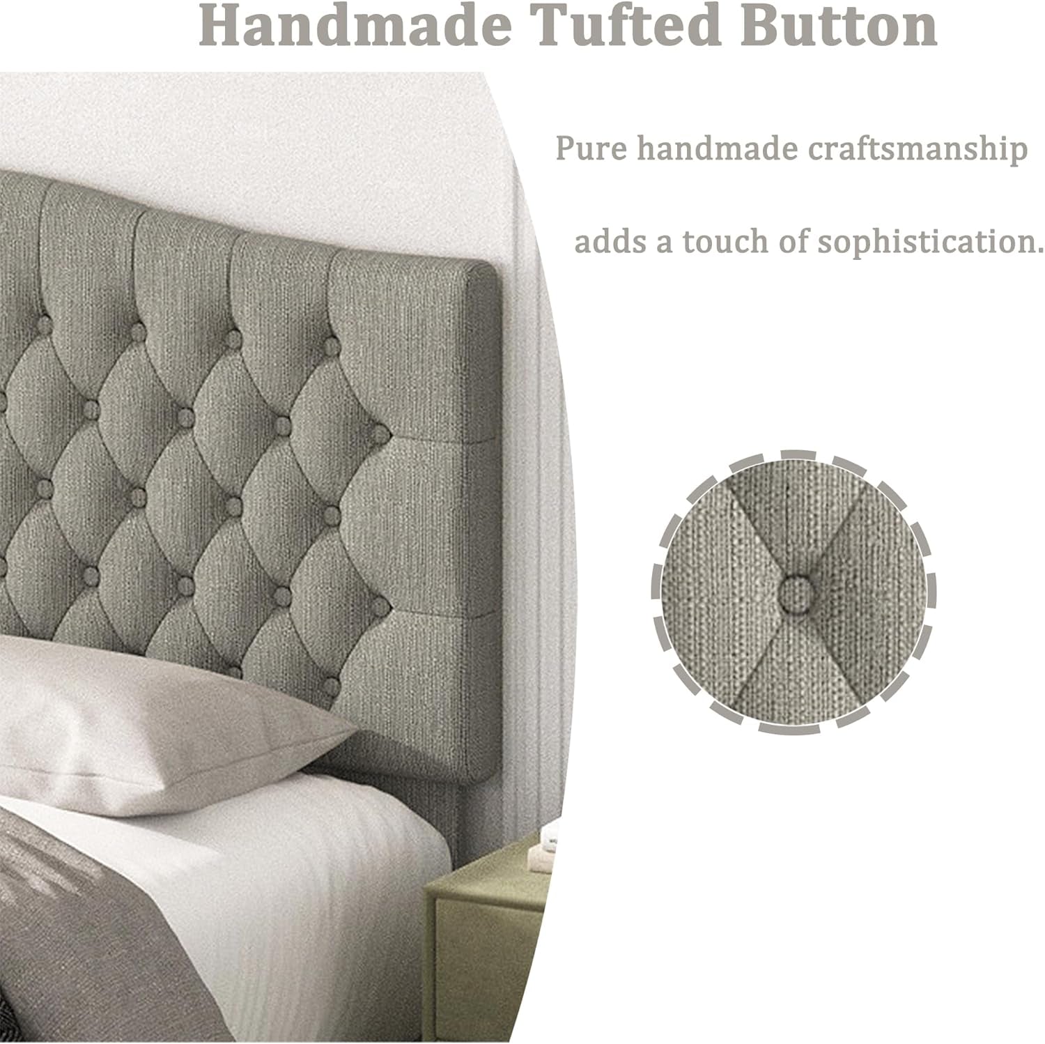 Upholstered King Headboard with Tufted Design and Legs