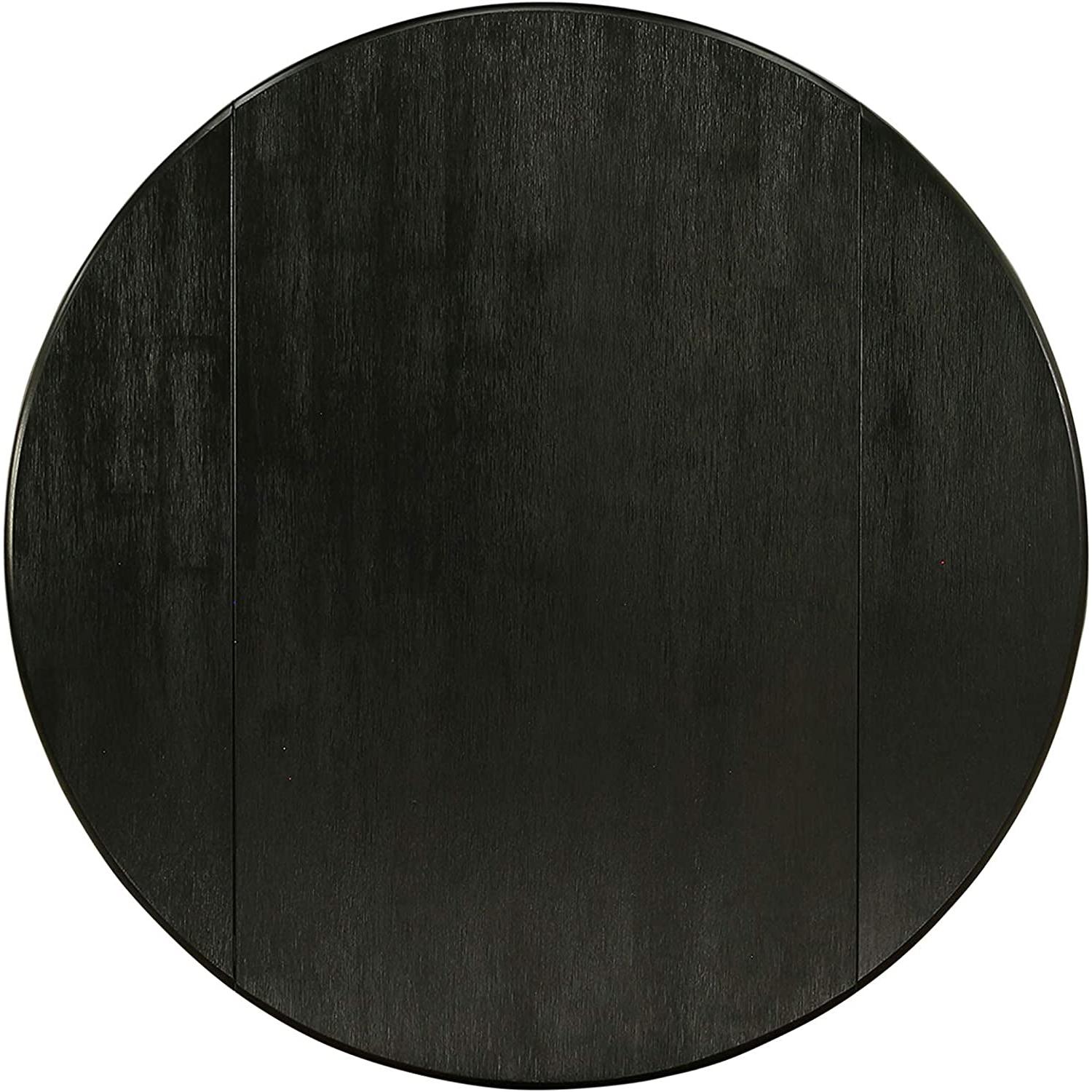 Round Wood Dining Table With Black Finish For Modern Dining Rooms