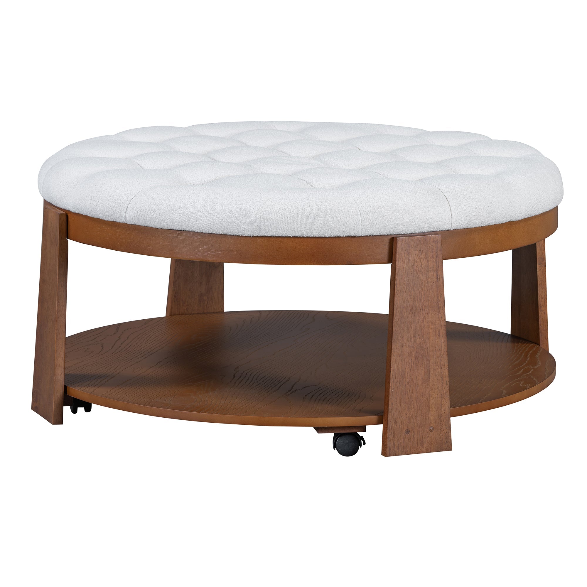 Modern Large Round Ottoman Coffee Table 2-Tier