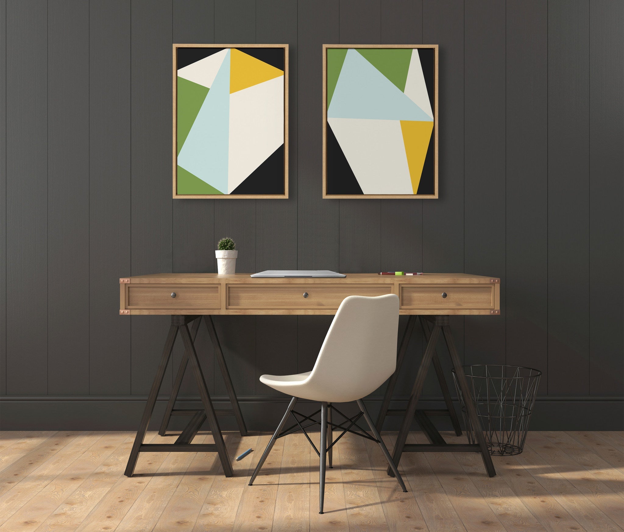 Sylvie Bold Graphic 1 and 2 Framed Canvas by The Creative Bunch Studio