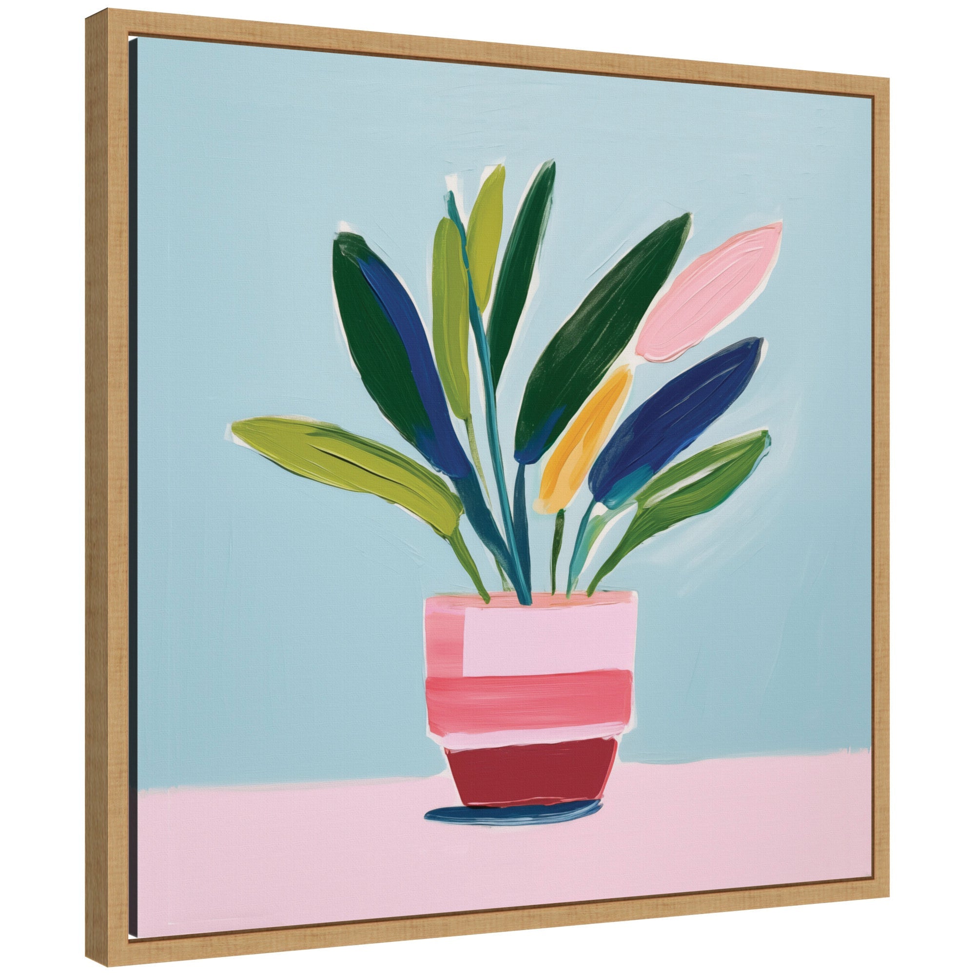 Sylvie Playful Potted Plant Still Life Framed Canvas by The Creative Bunch Studio