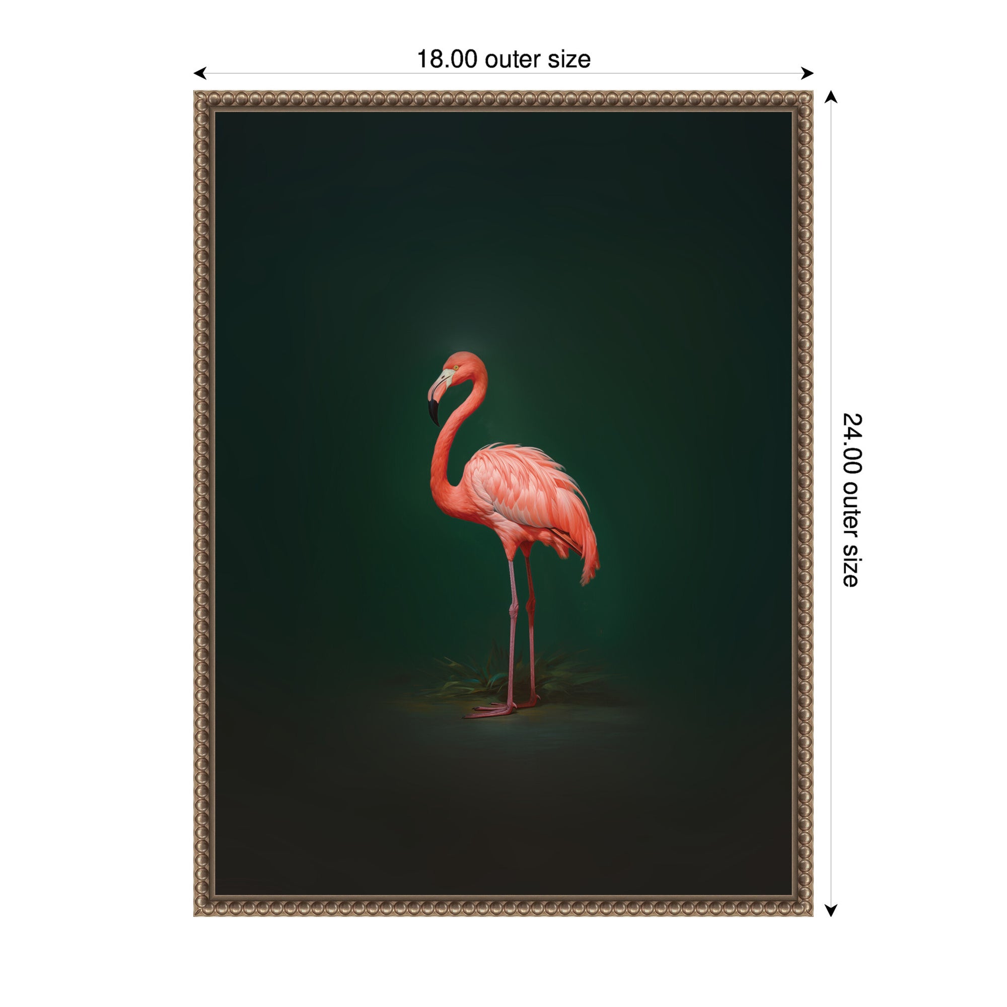 Flamingo Side View Rich Green Backdrop by The Creative Bunch Studio Framed Canvas Wall Art Print