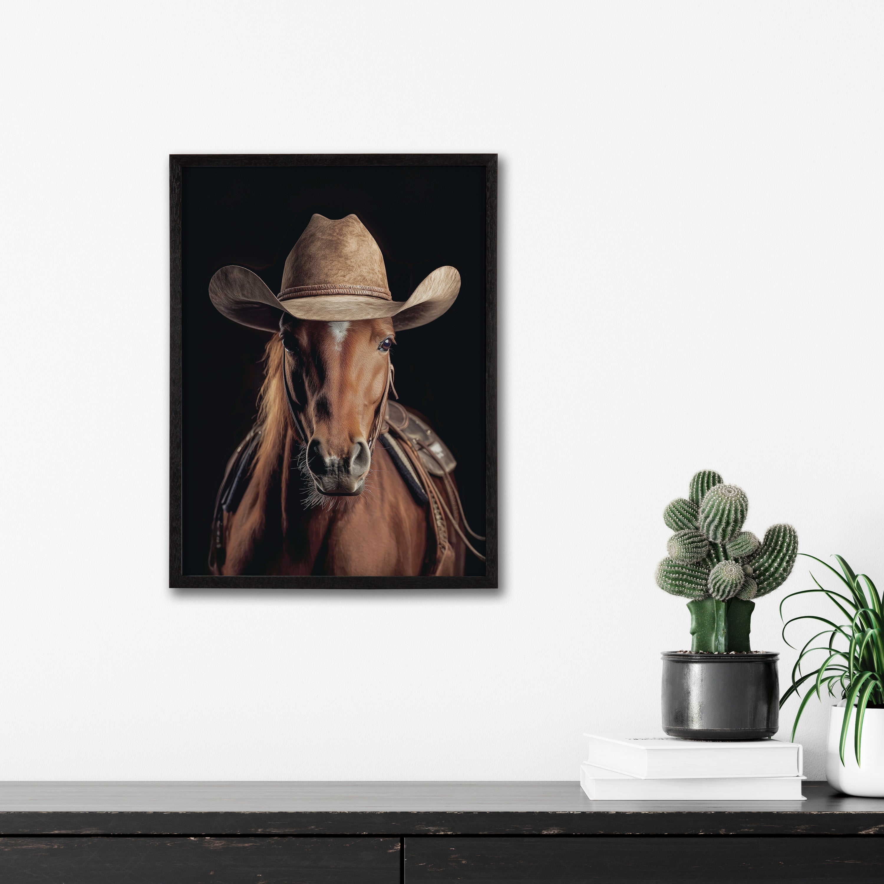 Gallery Horse Wearing a Western Cowboy Hat Print by The Creative Bunch Studio