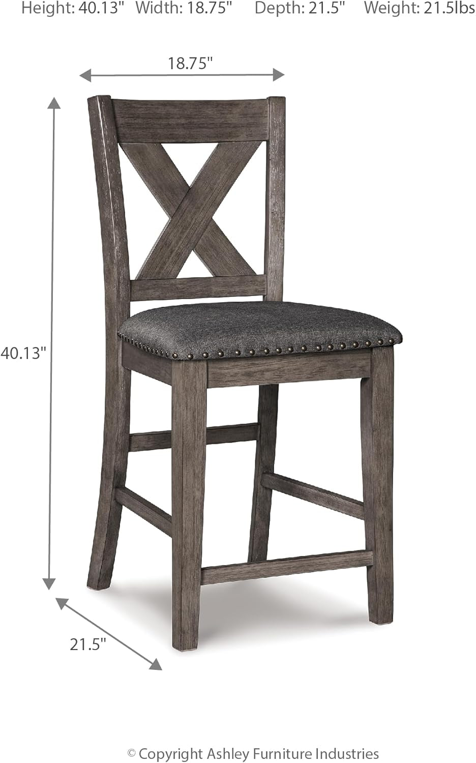 Caitbrook Gray Upholstered Counter Height Barstool Set Of 2