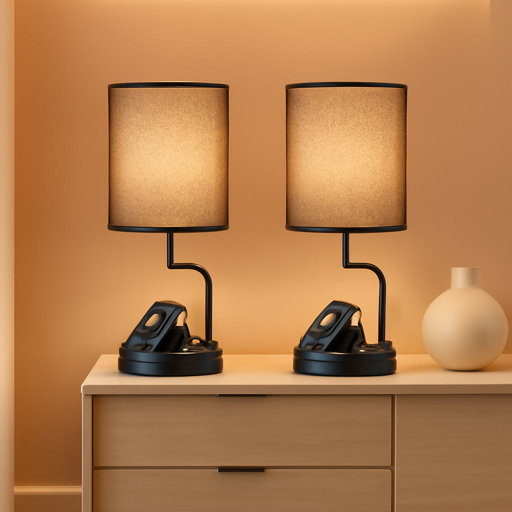 Table Lamp With 3 USB Ports And AC Outlet For Office