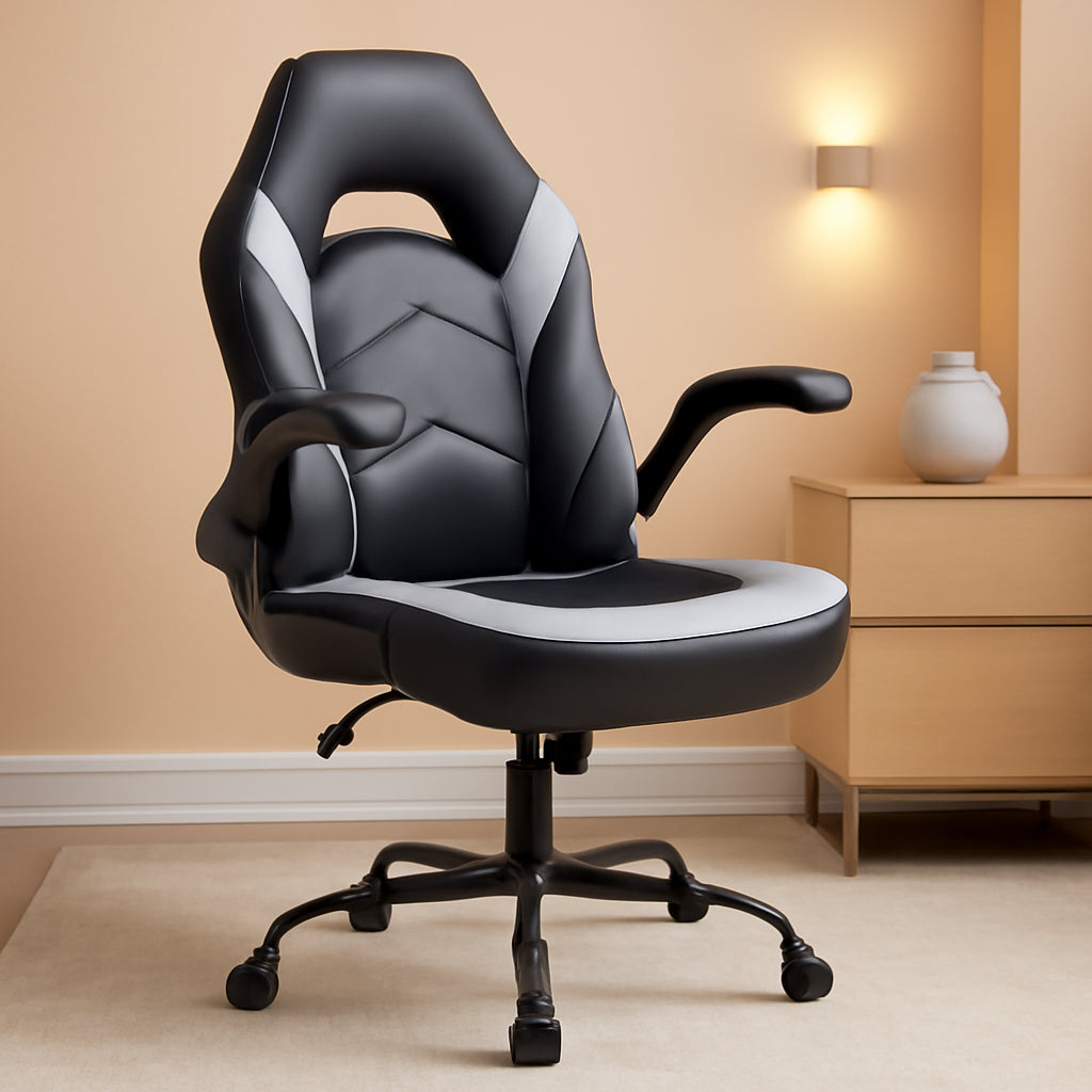 Big And Tall Leather Office Desk Gaming Chair With Adjustable Arms