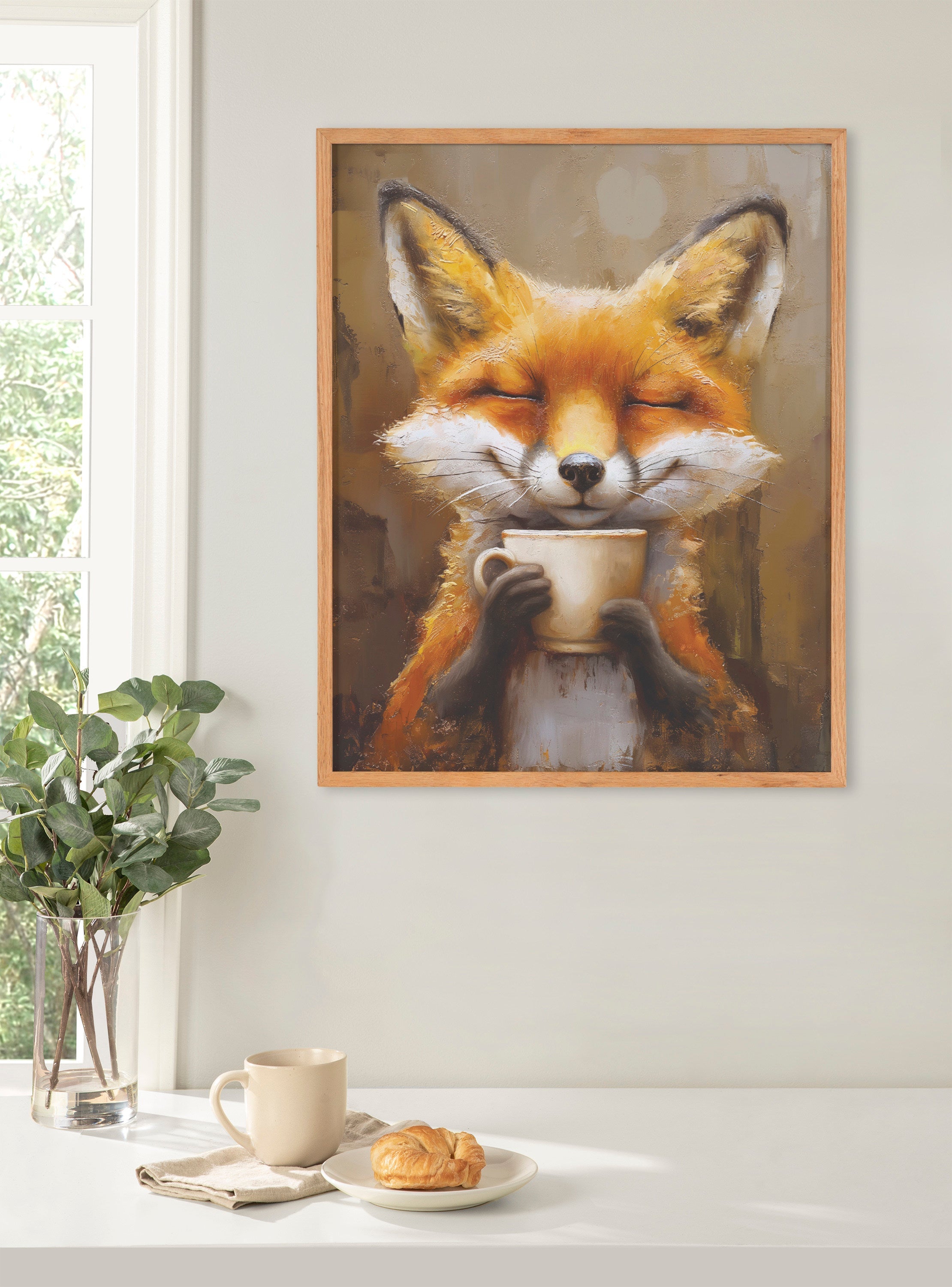Gallery Happy Fox Traditional Coffee Tea Cup Print by The Creative Bunch Studio
