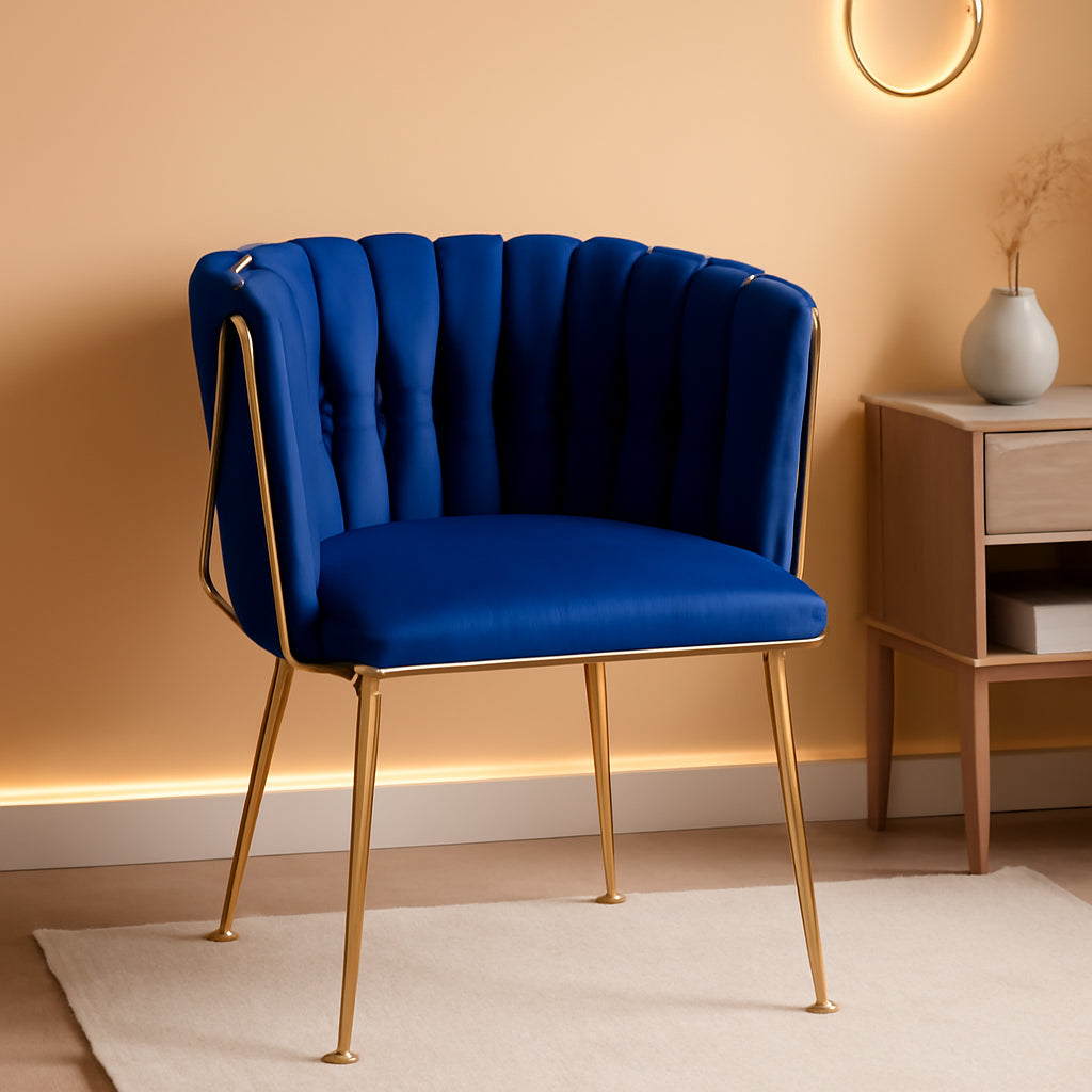 Blue Wingback Dining Chairs Set Of Four Modern Style