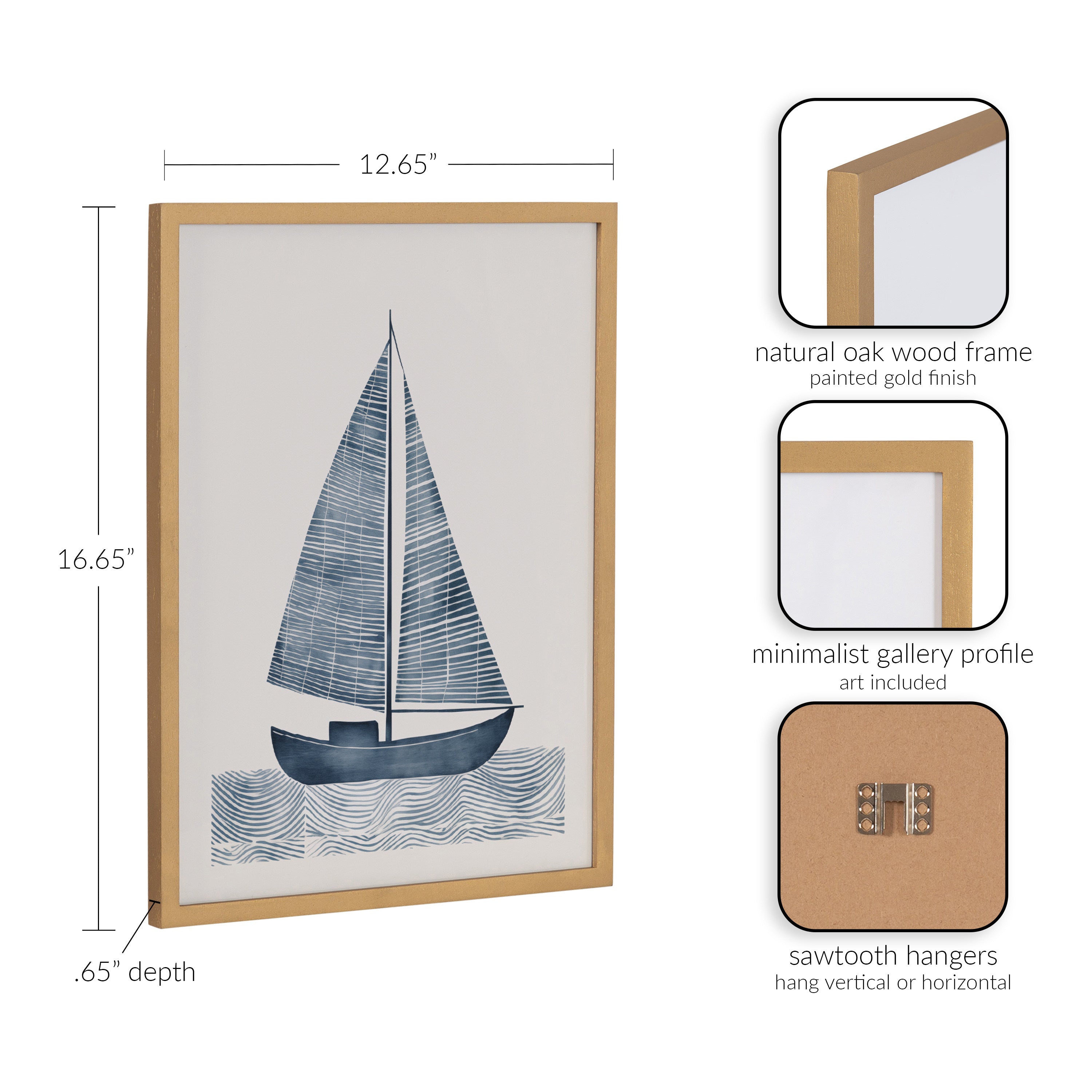 Gallery Nautical Blue Sailboat Print by The Creative Bunch Studio