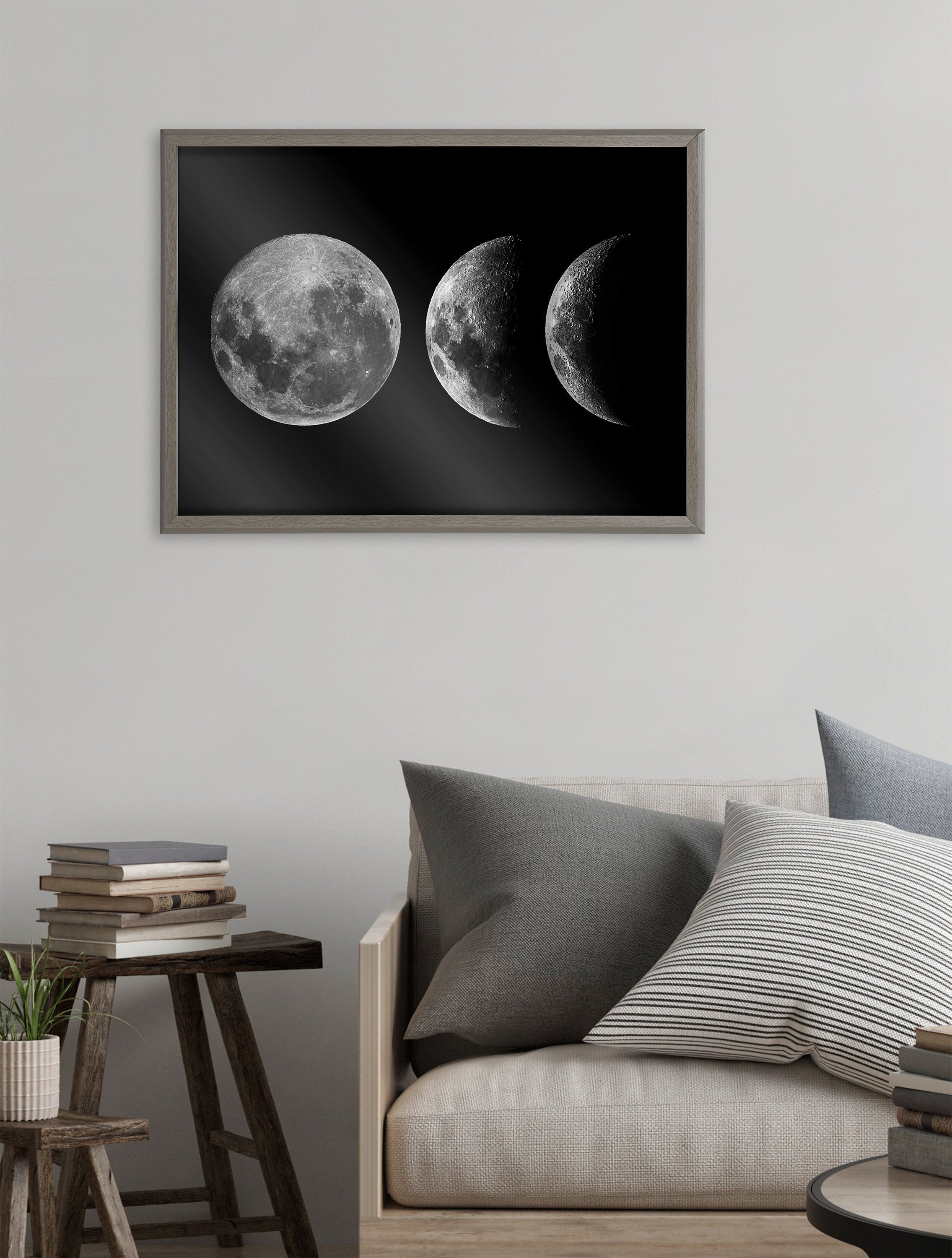 Blake Mod Moon It's Just a Phase Framed Printed Glass by The Creative Bunch Studio