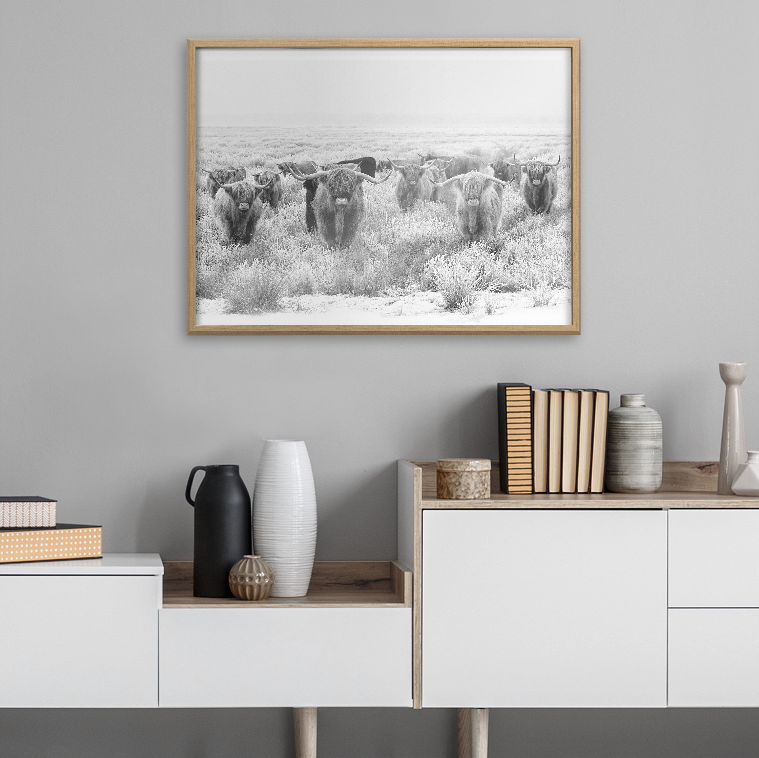 Blake Herd of Highland Cows Framed Printed Art by The Creative Bunch Studio