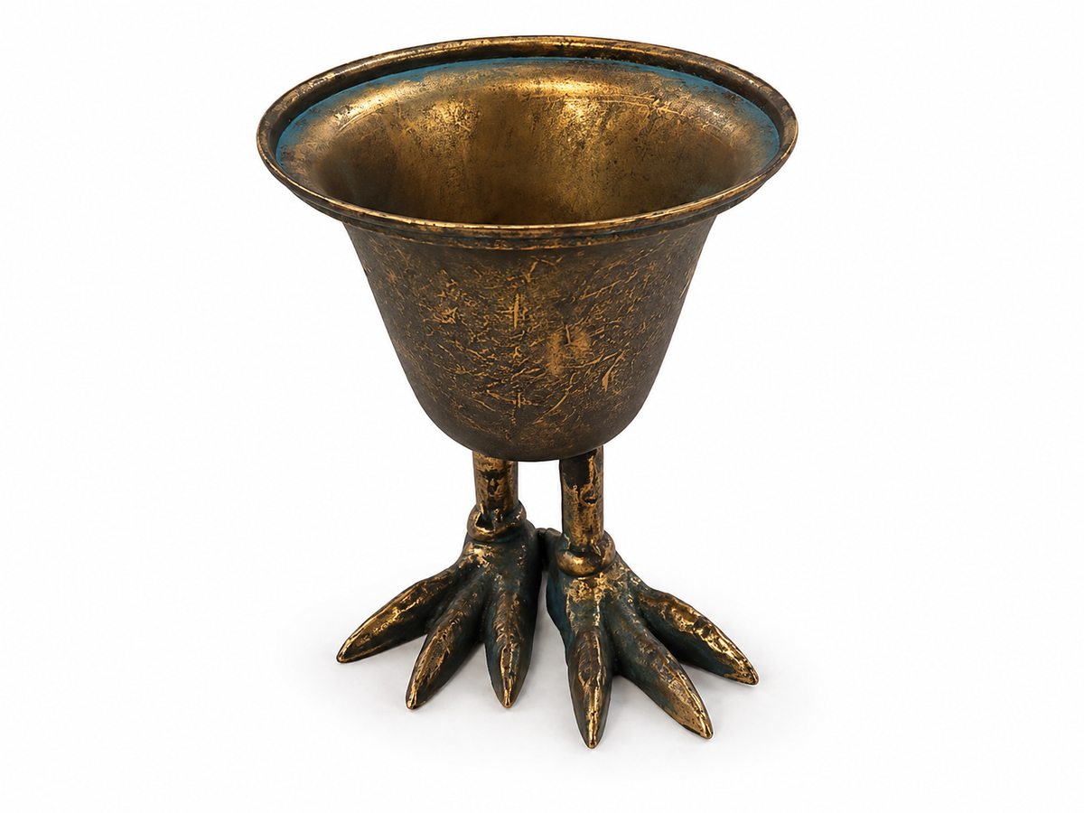 Metal Bird Claw Pedestal Planter