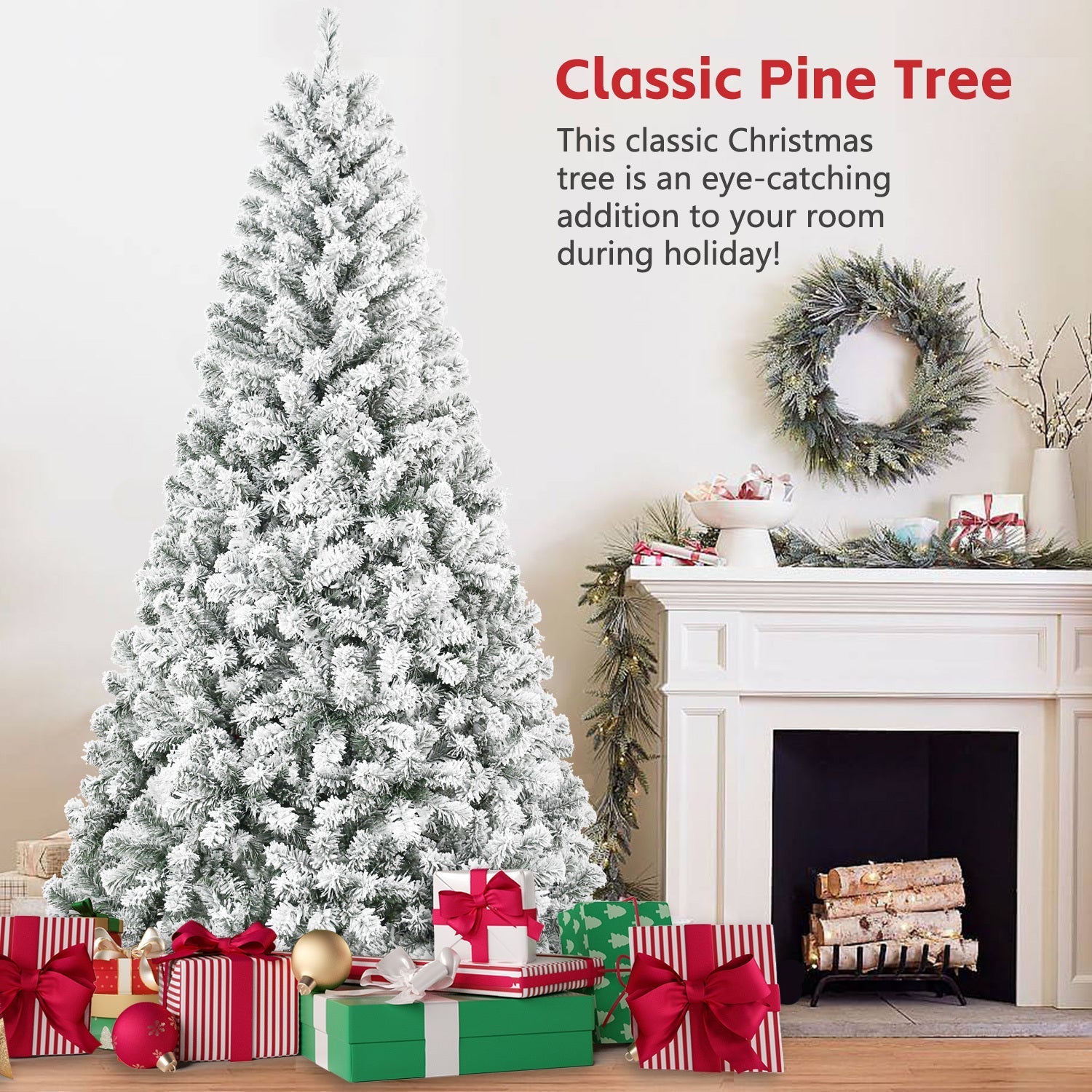 4FT Flocked Christmas Tree with 233 Tips