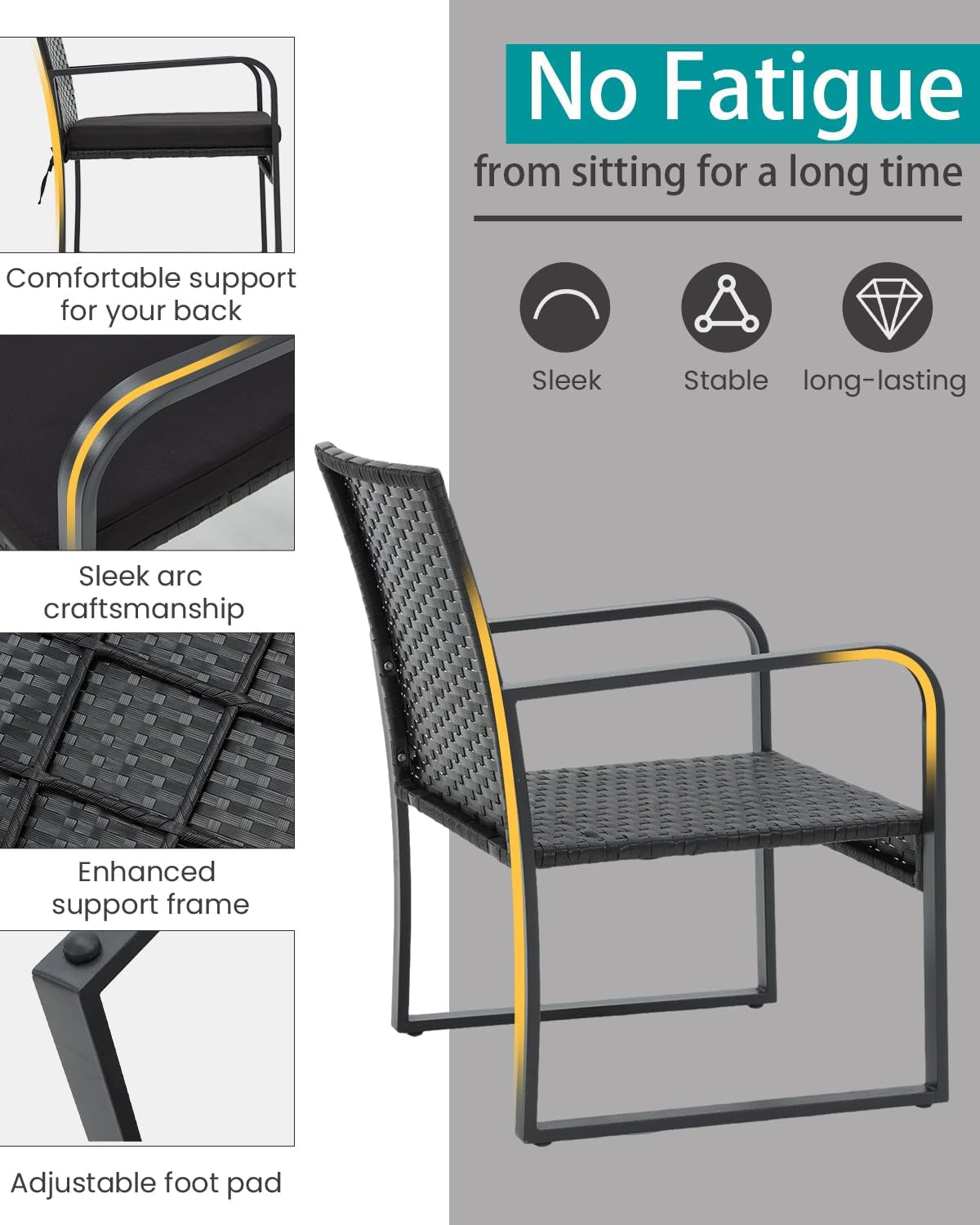 3 Piece Outdoor Patio Furniture Set Wicker Conversation Set With Glass Coffee Table