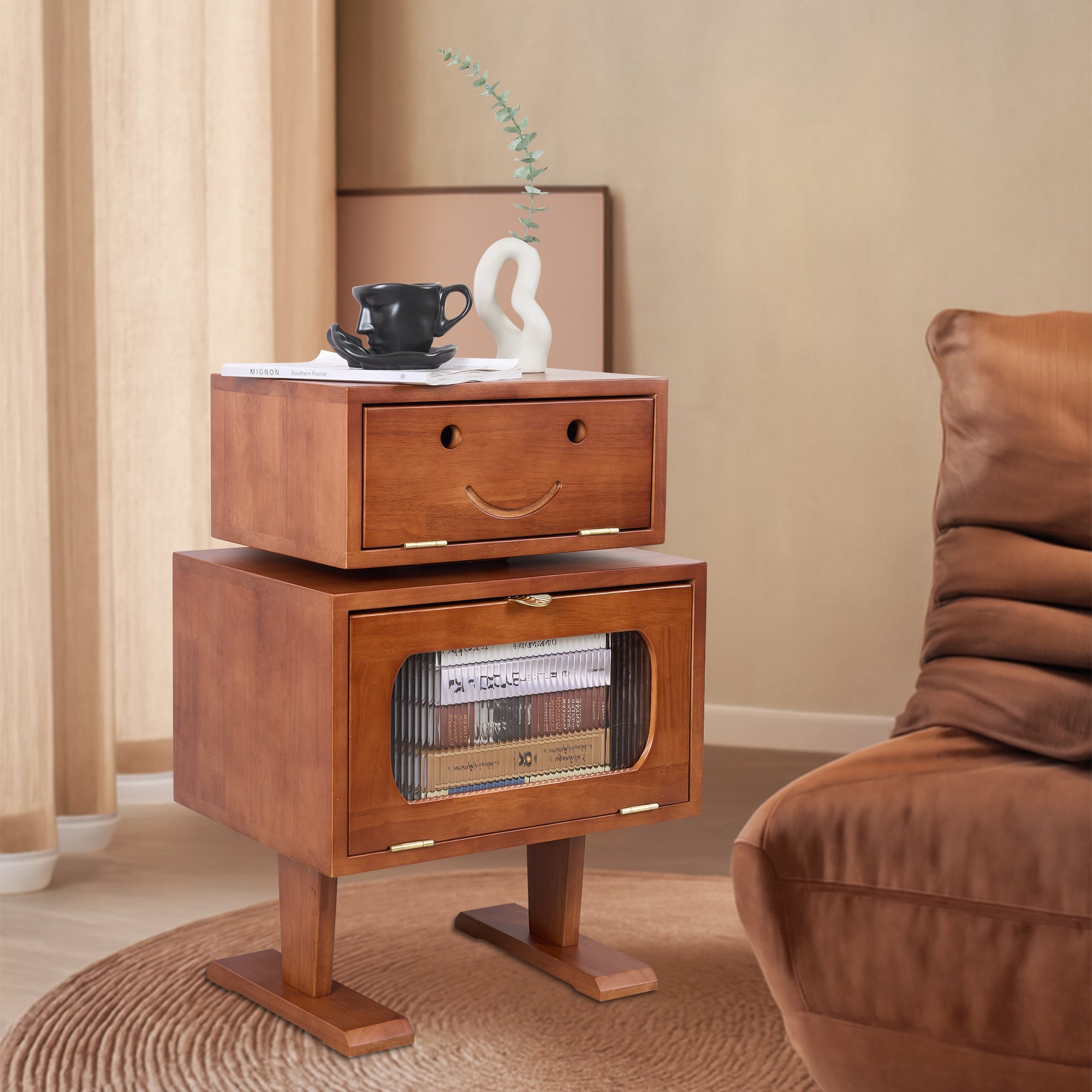 27" Retro Wooden Robot Storage Cabinet-0