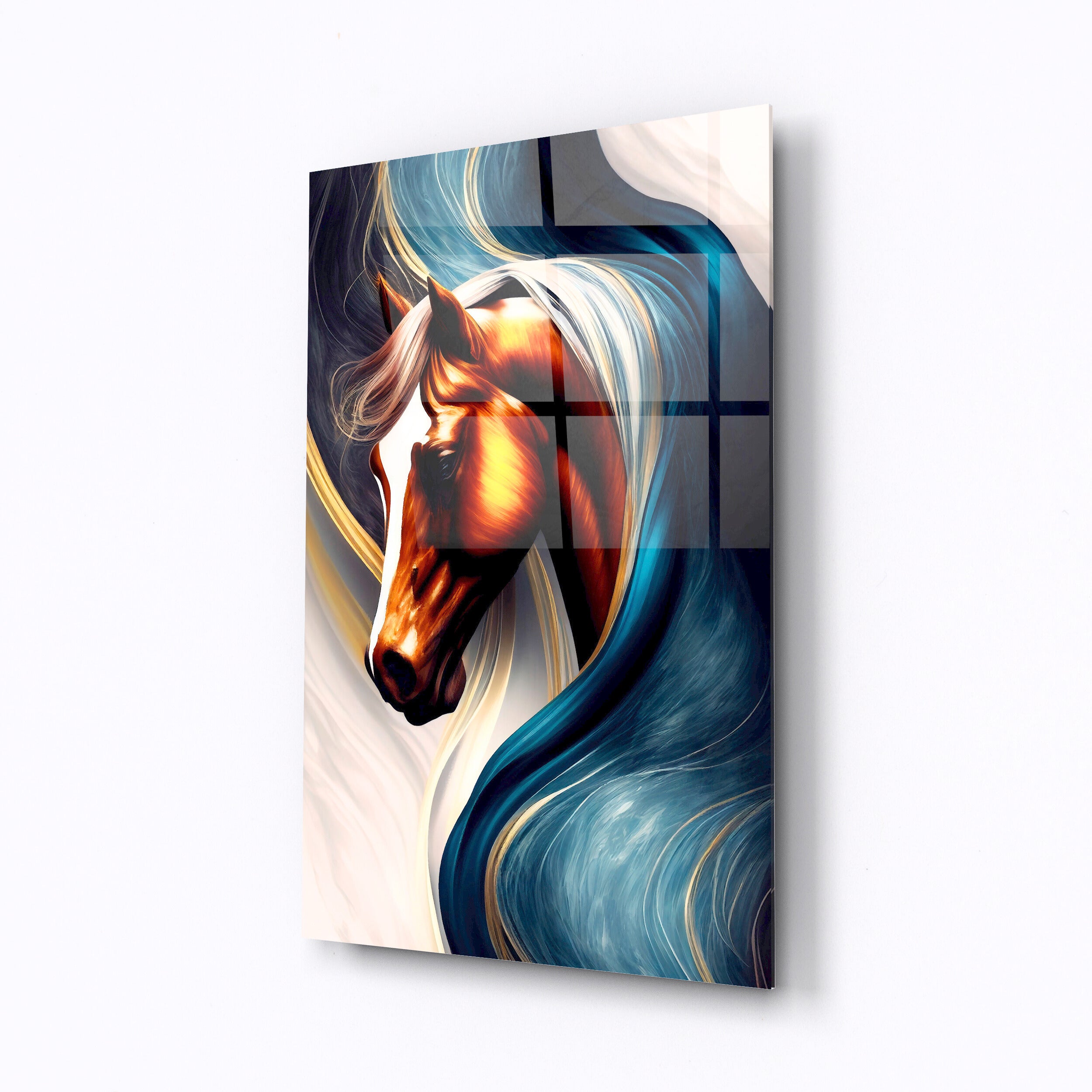 Tempered glass wall art Majestic horse-0