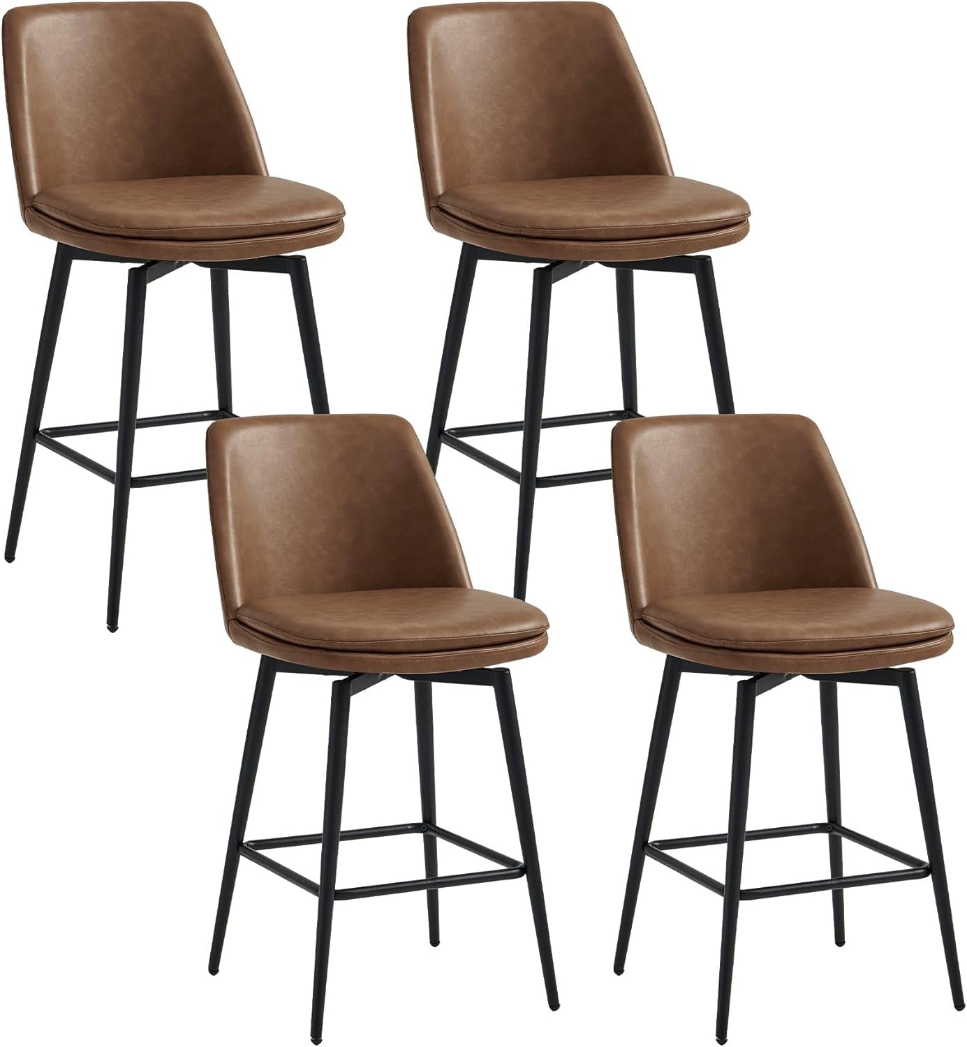 Counter Height Swivel Barstools Set of Four Stylish Comfort