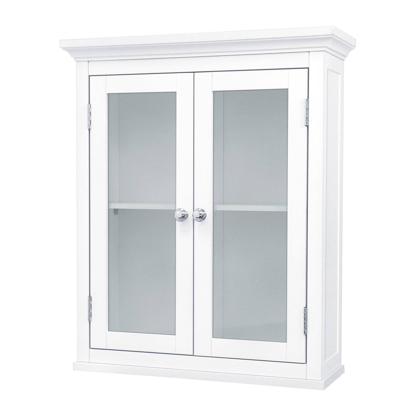 Classic 2-Door Bathroom Wall Cabinet in White Finish-0