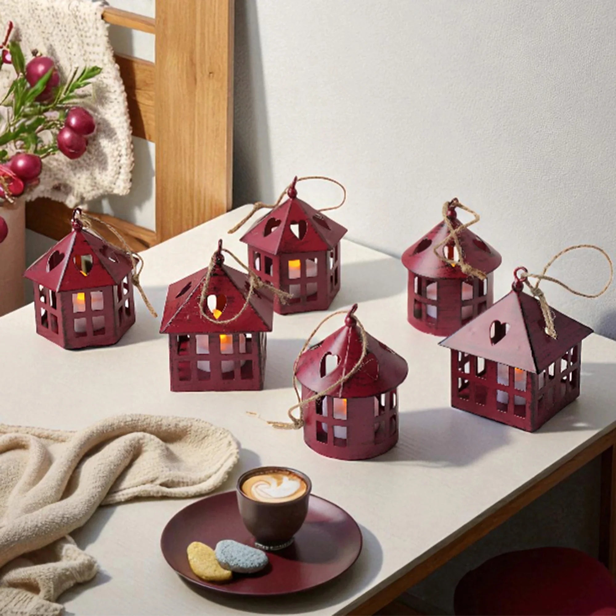 6 Pcs Small Centerpieces Candle Lanterns-1