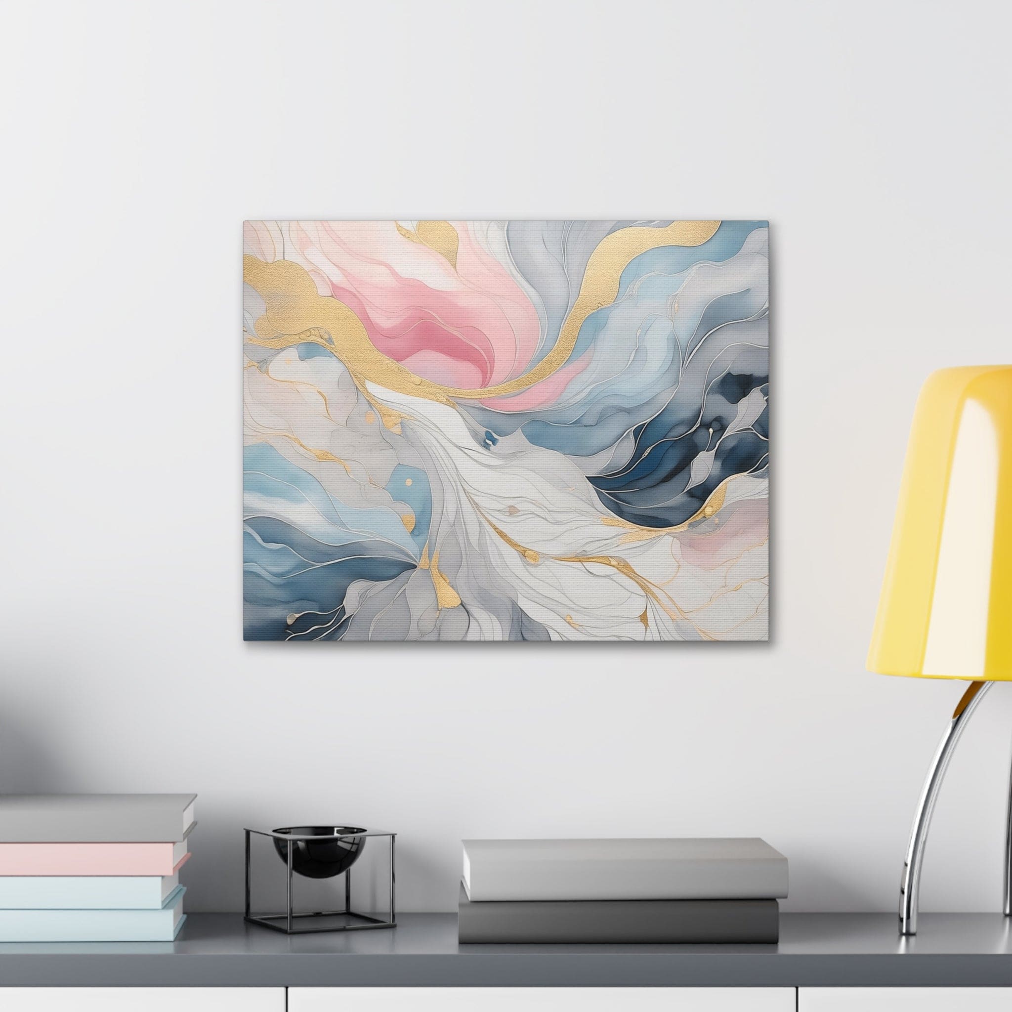 Canvas Wall Art Decor, Marble Cloud Of Grey Pink Blue 5522-4