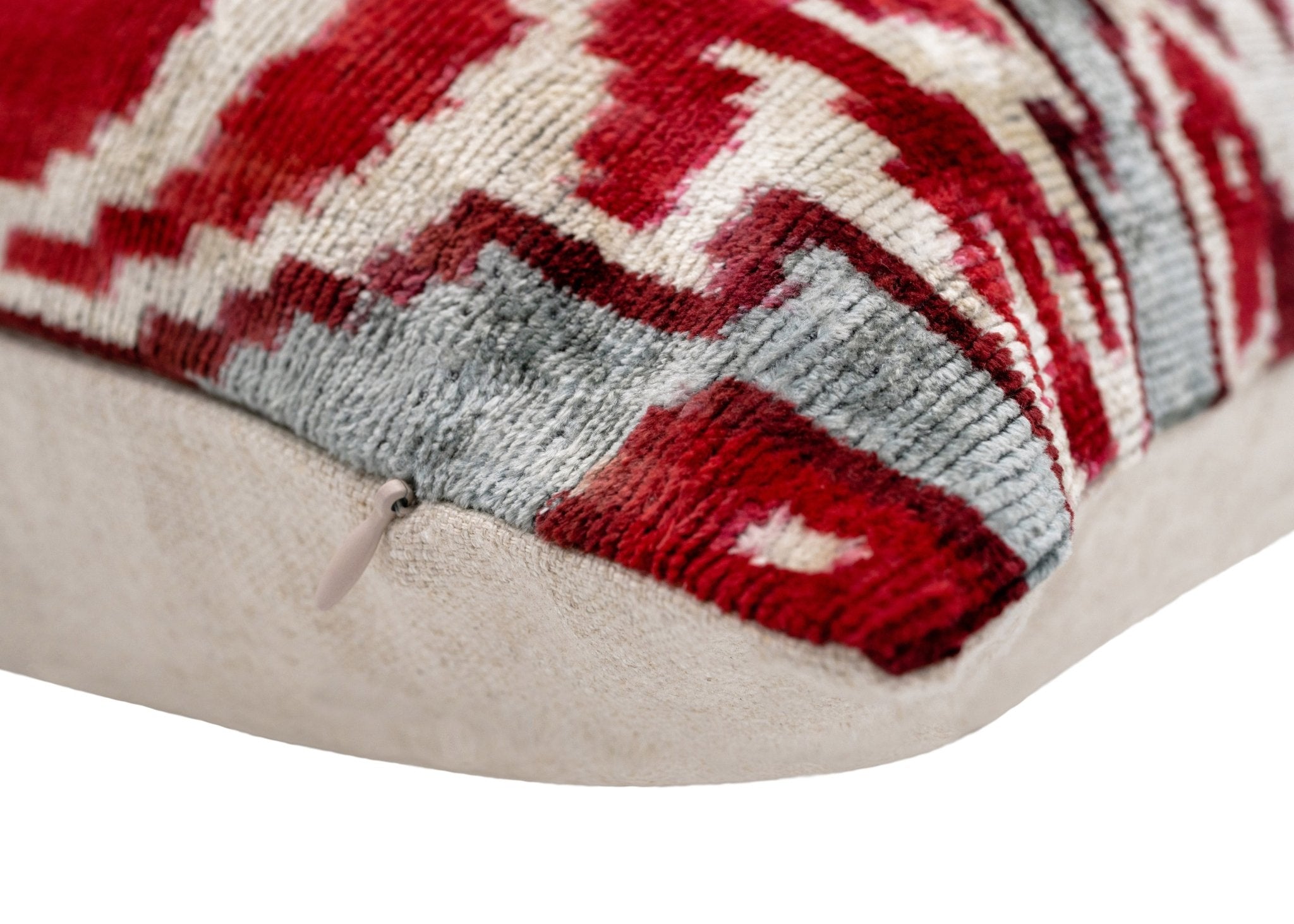 Canvello Handmade Luxury Decorative Pillow Cover & Premium Down Feather Insert Super Soft Velvet Silk Throw Cushion Gray Red Blue 16x24 in-4