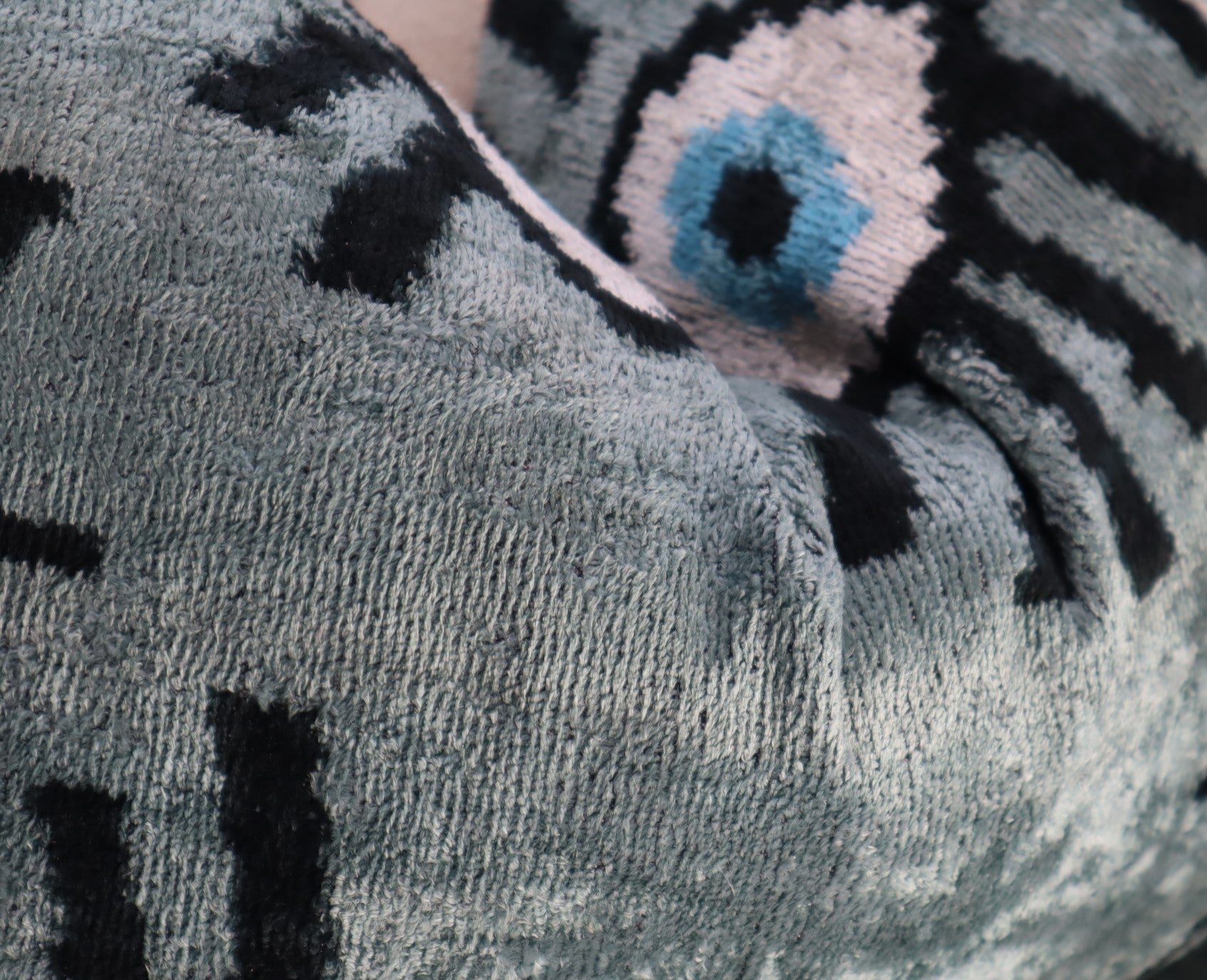 Canvello Handmade Luxury Handmade Velvet Silk Evil Eye Throw Pillow With Down Insert-4