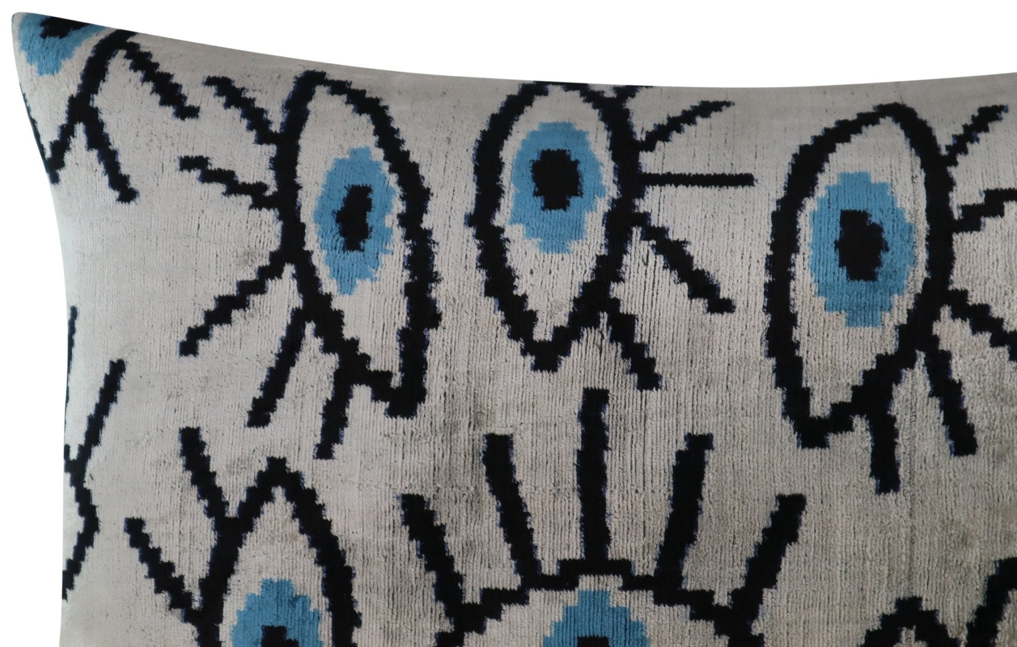 Canvello Silver Black Blue Vegetable Dyed Handmade Turkish Silk Velvet Pillow - A Work of Art-4
