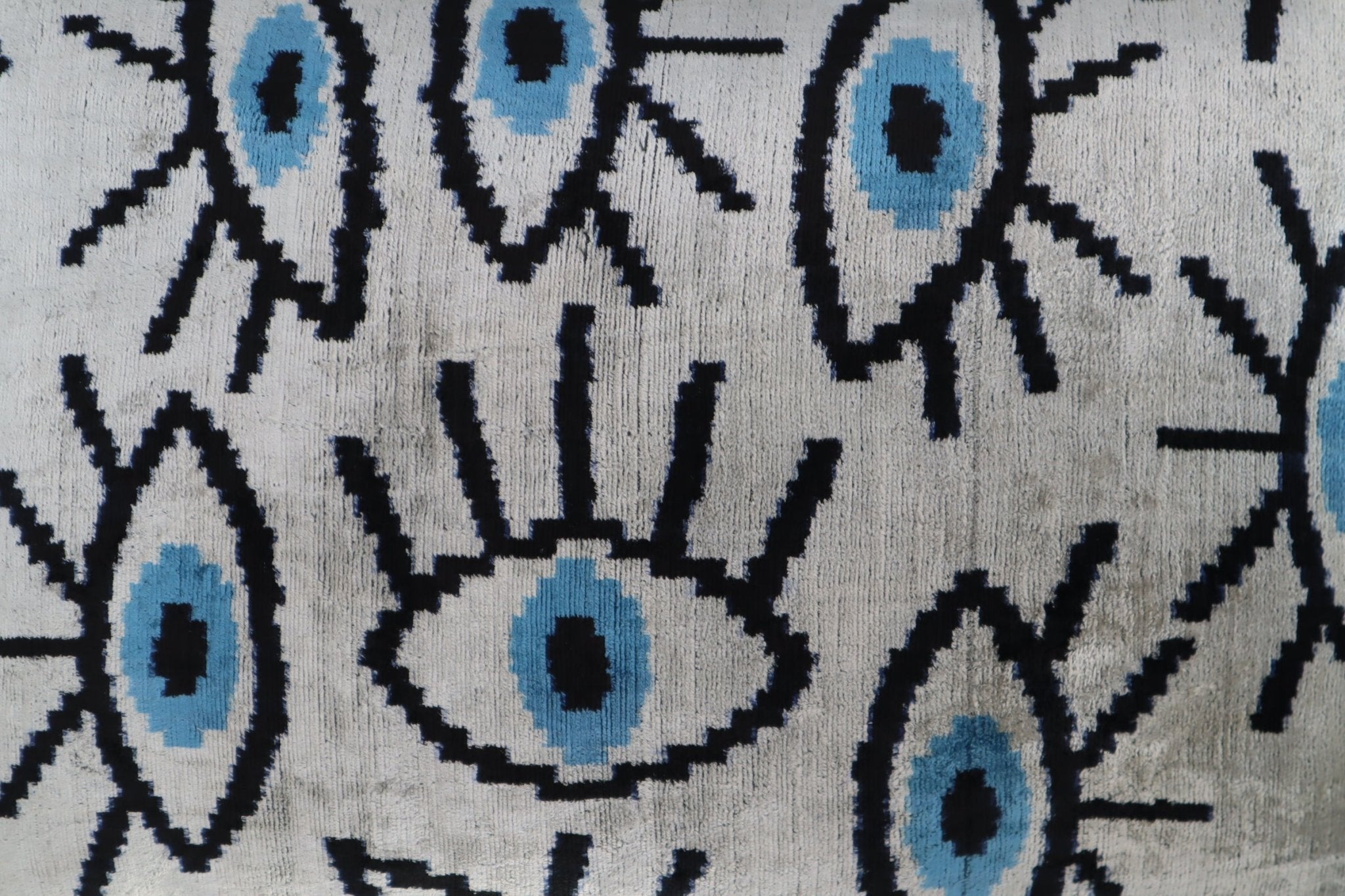 Canvello Silver Black Blue Vegetable Dyed Handmade Turkish Silk Velvet Pillow - A Work of Art-3