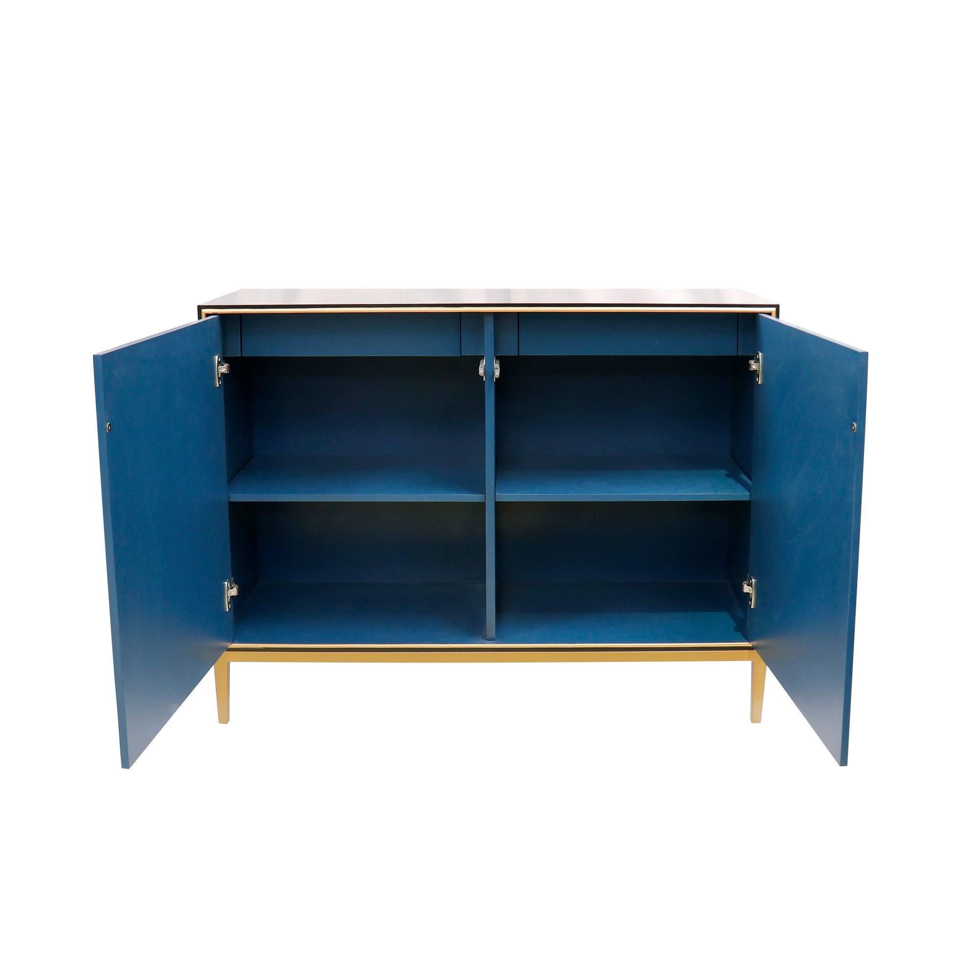 Canvello Twilight Black Cabinet, 2 Nature Print Doors with Bronze Metal Frame-2