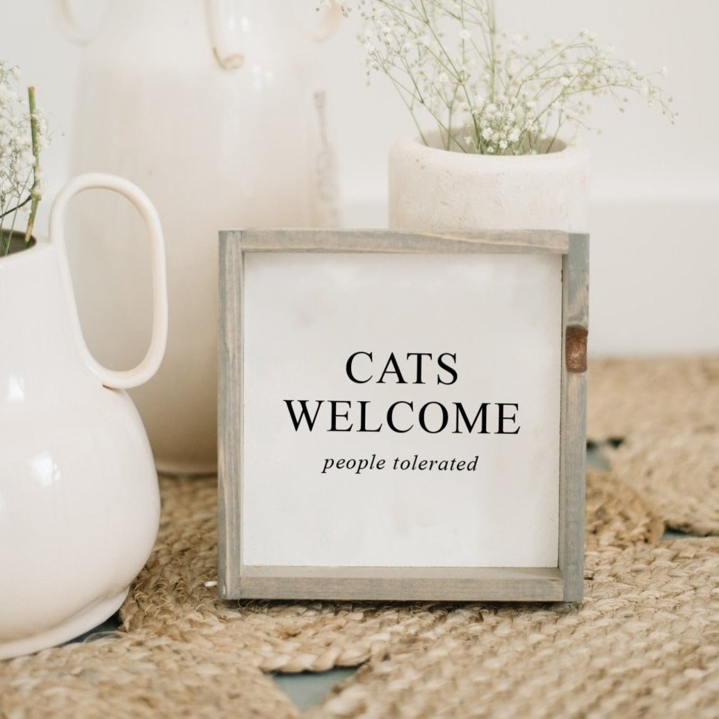 Cats Welcome (people tolerated) Mini Wood Sign-6