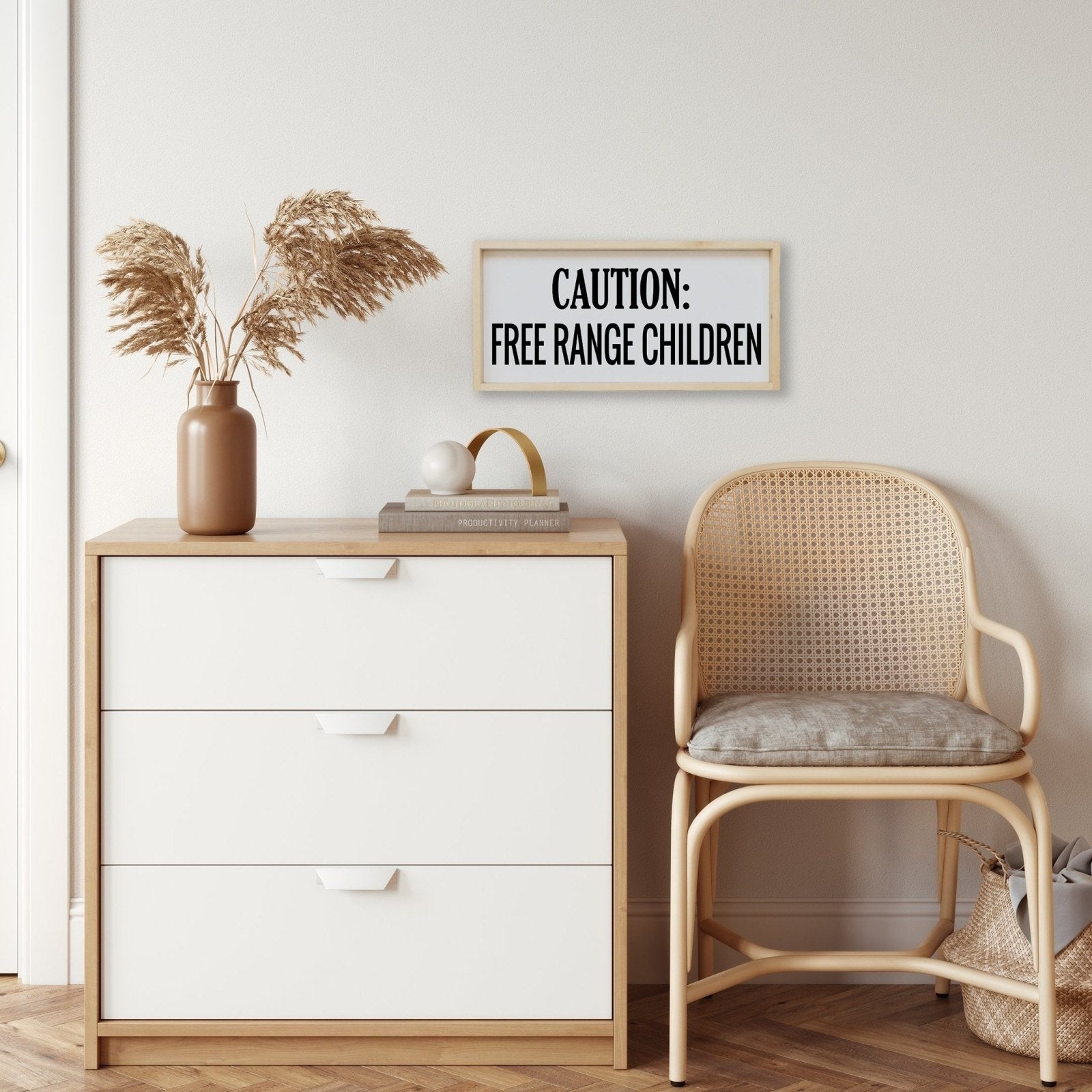 Caution Free Range Children Wood Sign-7