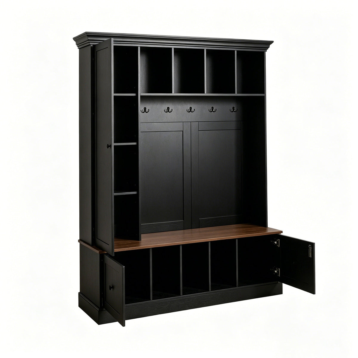 Vibe Haus 62.2''W Farmhouse Hall Tree with Shoe Storage Bench